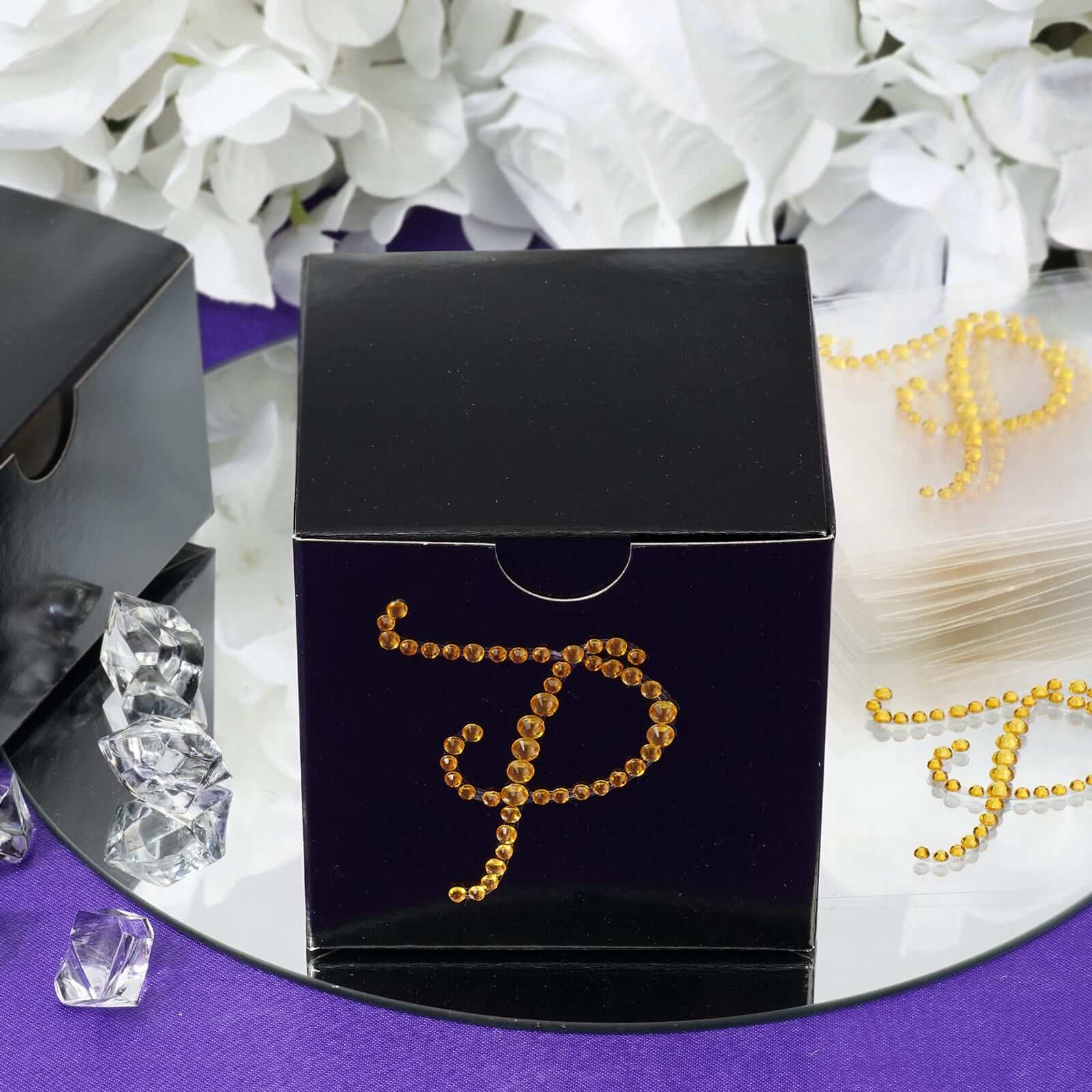 12 Pack Gold Rhinestone Monogram Letter Jewel Sticker Self Adhesive DIY Diamond Decor 1.5" - Image 25