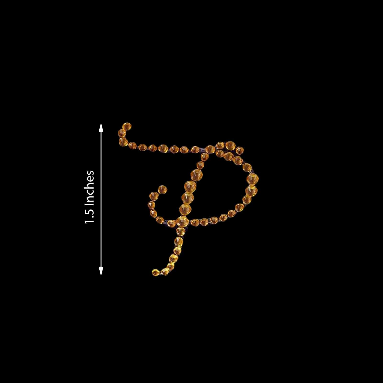 12 Pack Gold Rhinestone Monogram Letter "P" Jewel Sticker Self Adhesive DIY Diamond Decor 1.5" - Image 3