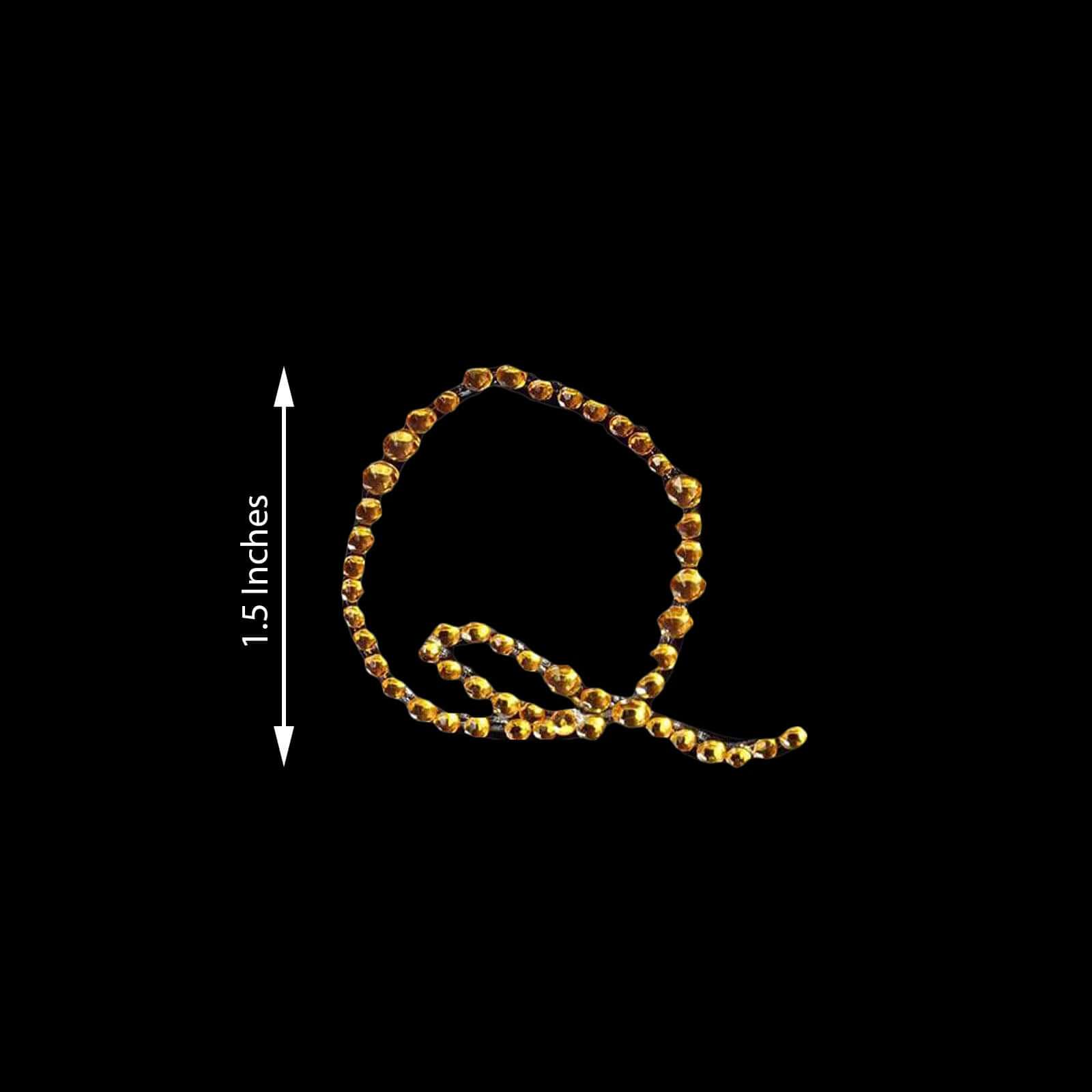 12 Pack Gold Rhinestone Monogram Letter "Q" Jewel Sticker Self Adhesive DIY Diamond Decor 1.5" - Image 3
