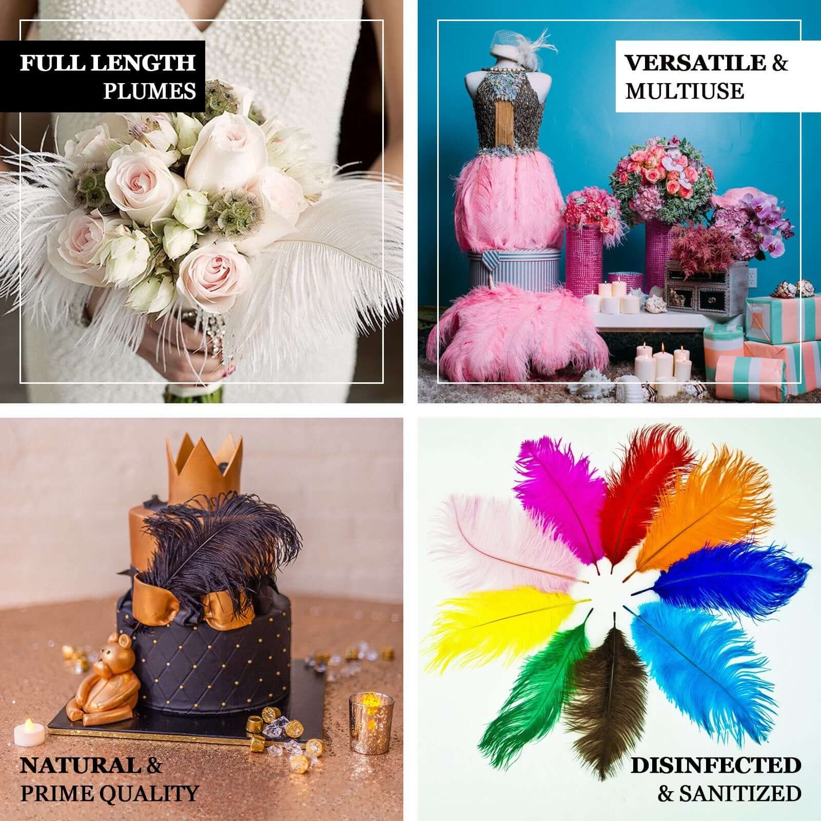 12 Pack Beige Natural Plume Real Ostrich Feathers, DIY Centerpiece Fillers 13"-15" - Image 4