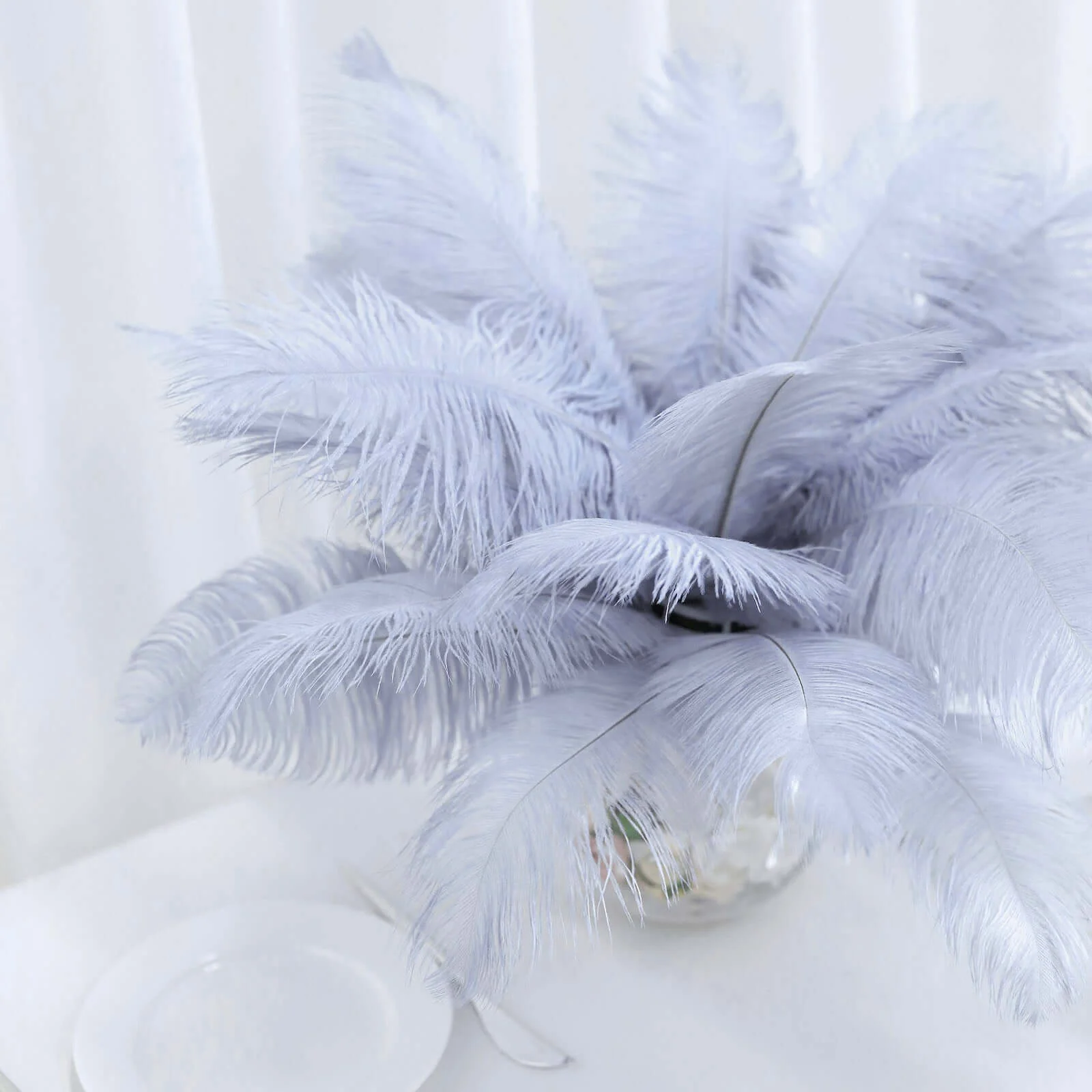 12 Pack Dusty Blue Natural Plume Real Ostrich Feathers, DIY Centerpiece Fillers 13"-15" - Image 2