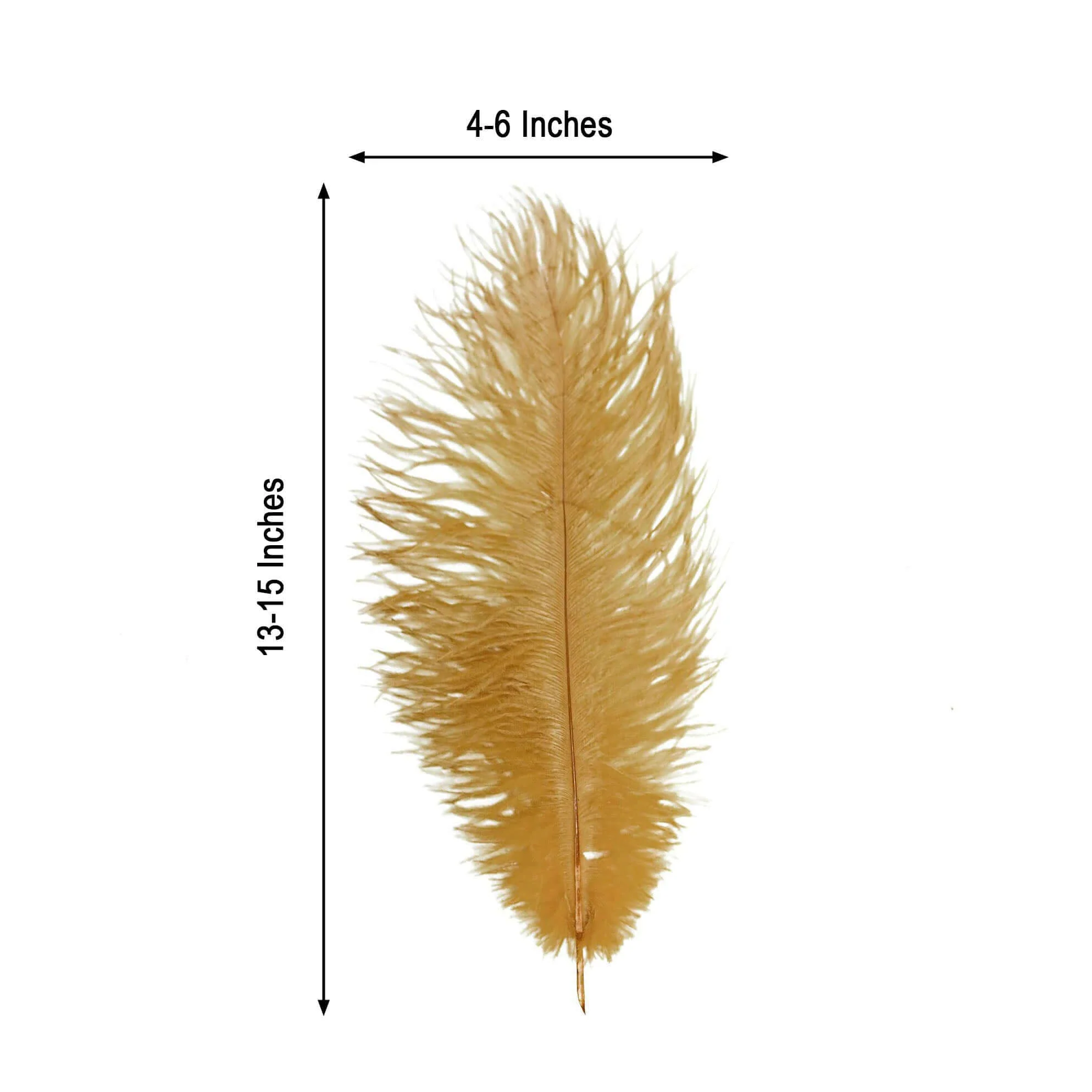 12 Pack Gold Natural Plume Real Ostrich Feathers, DIY Centerpiece Fillers 13"-15" - Image 3