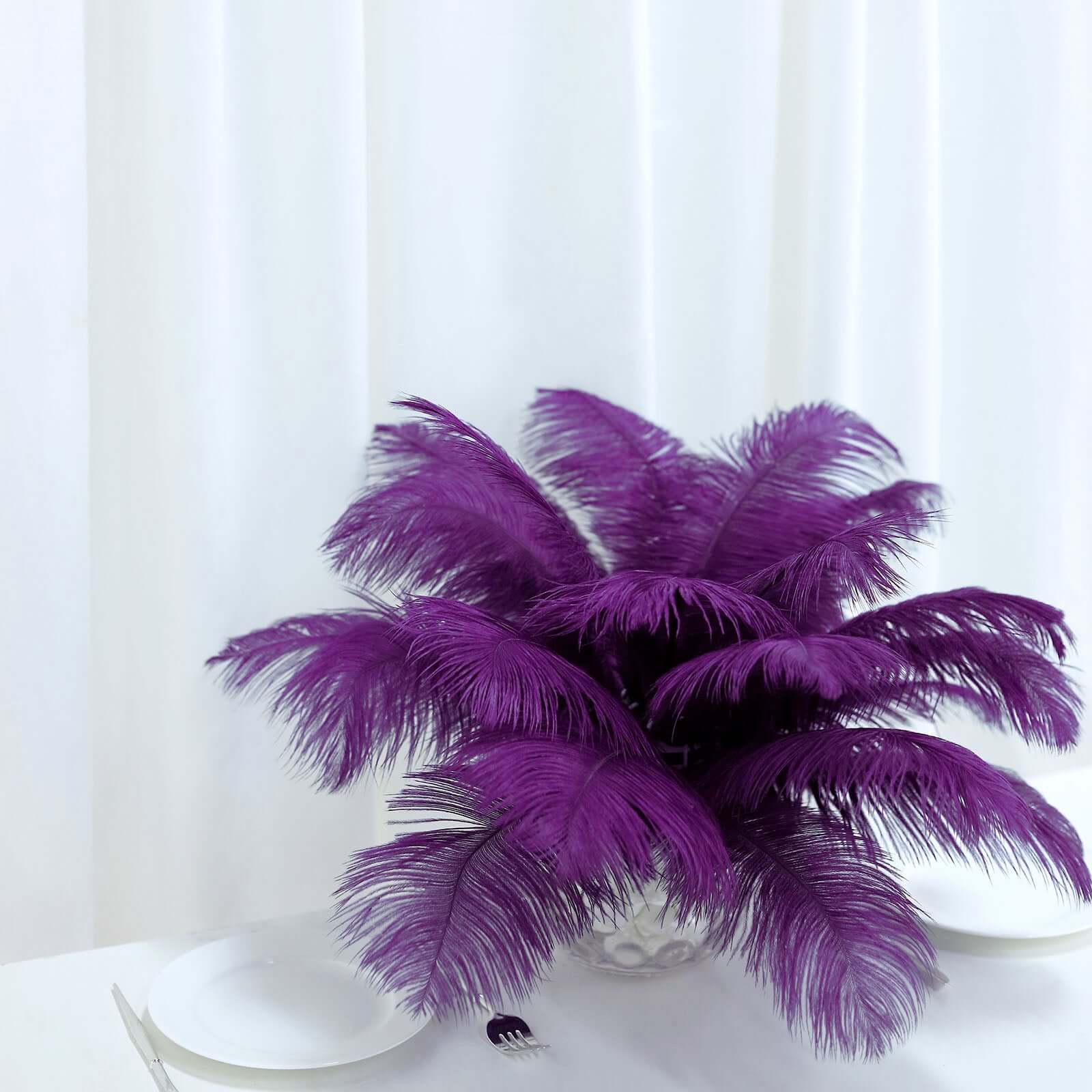 12 Pack Purple Natural Plume Real Ostrich Feathers, DIY Centerpiece Fillers 13"-15" - Image 2