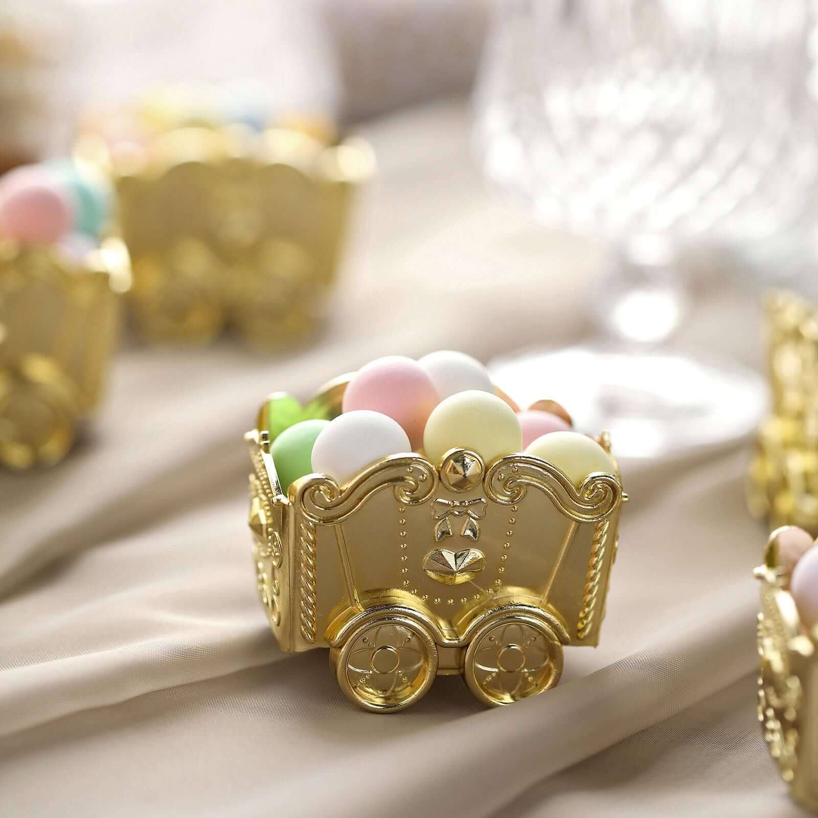 12 Pack Gold Mini Chariot Candy Container Gift Boxes, Small Treat Party Favor Boxes 2.5" - Image 11