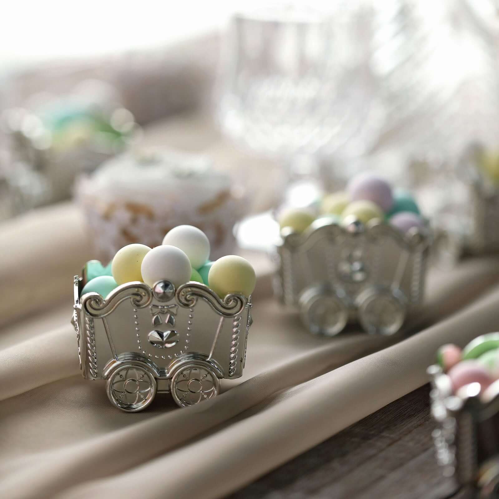 12 Pack Silver Mini Chariot Candy Container Gift Boxes, Small Treat Party Favor Boxes 2.5" - Image 11