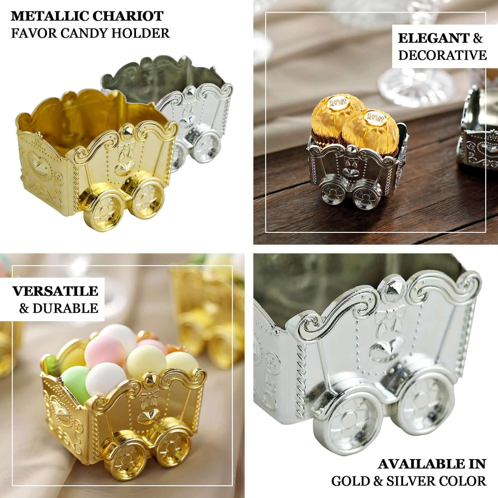 12 Pack Silver Mini Chariot Candy Container Gift Boxes, Small Treat Party Favor Boxes 2.5" - Image 4