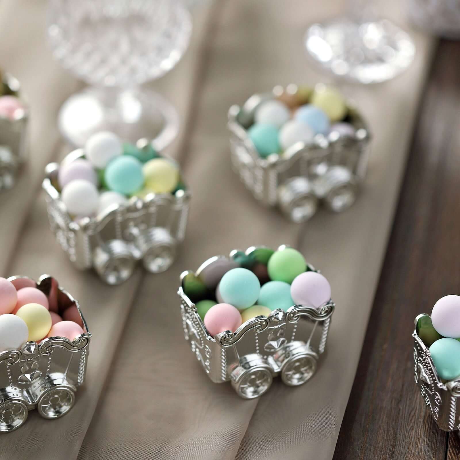 12 Pack Silver Mini Chariot Candy Container Gift Boxes, Small Treat Party Favor Boxes 2.5" - Image 9