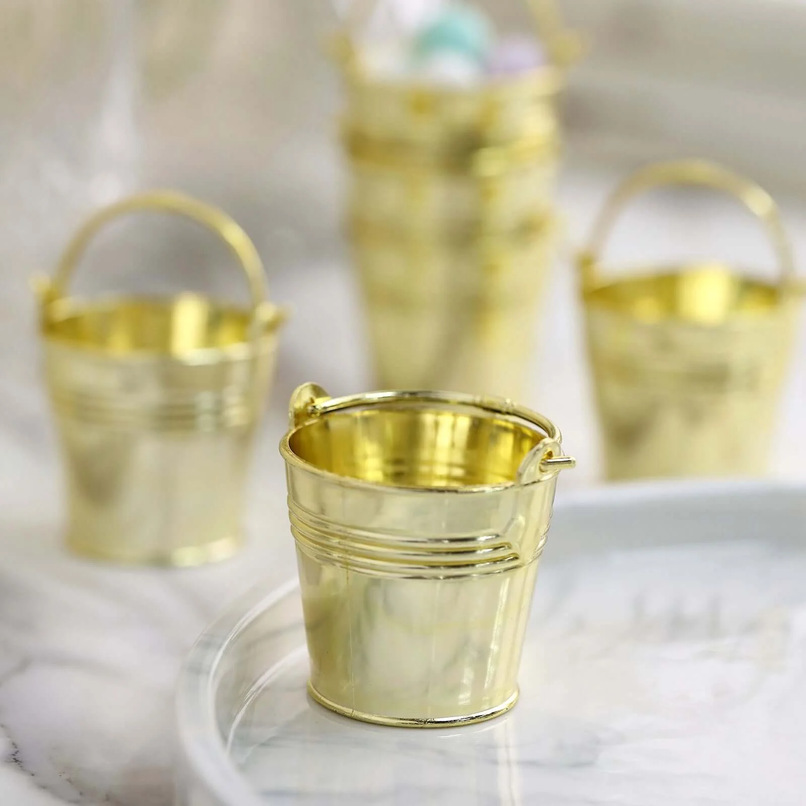 12 Pack Gold Mini Pail Bucket Candy Container Gift Boxes, Small Planter Treat Party Favor Boxes 2" - Image 6