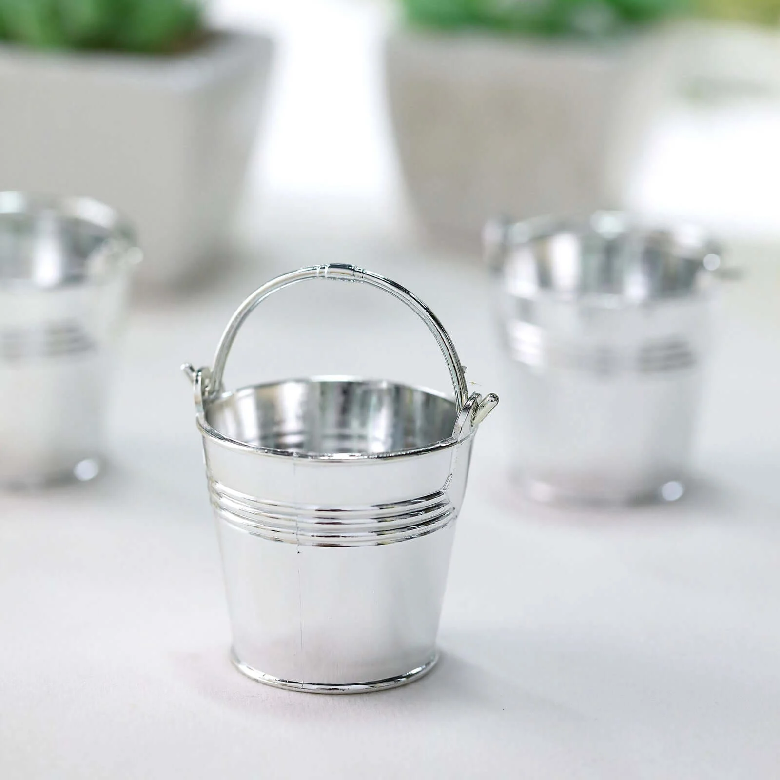 12 Pack Silver Mini Pail Bucket Candy Container Gift Boxes, Small Planter Treat Party Favor Boxes 2" - Image 11