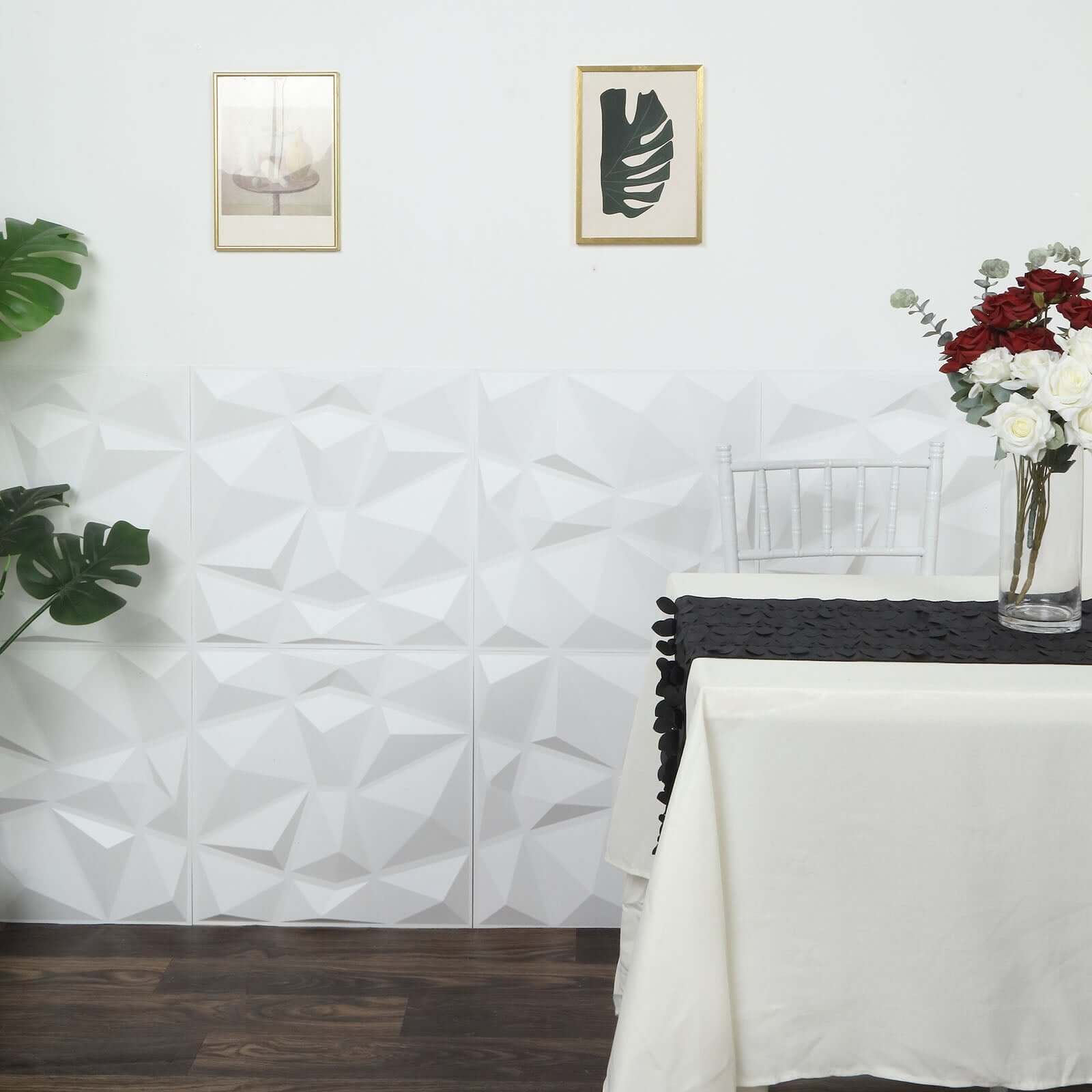 12 Pack Matte White 3D Diamond Textured Stick On Wall Panels, PVC Waterproof Wall Tiles 20"x20" - Image 6
