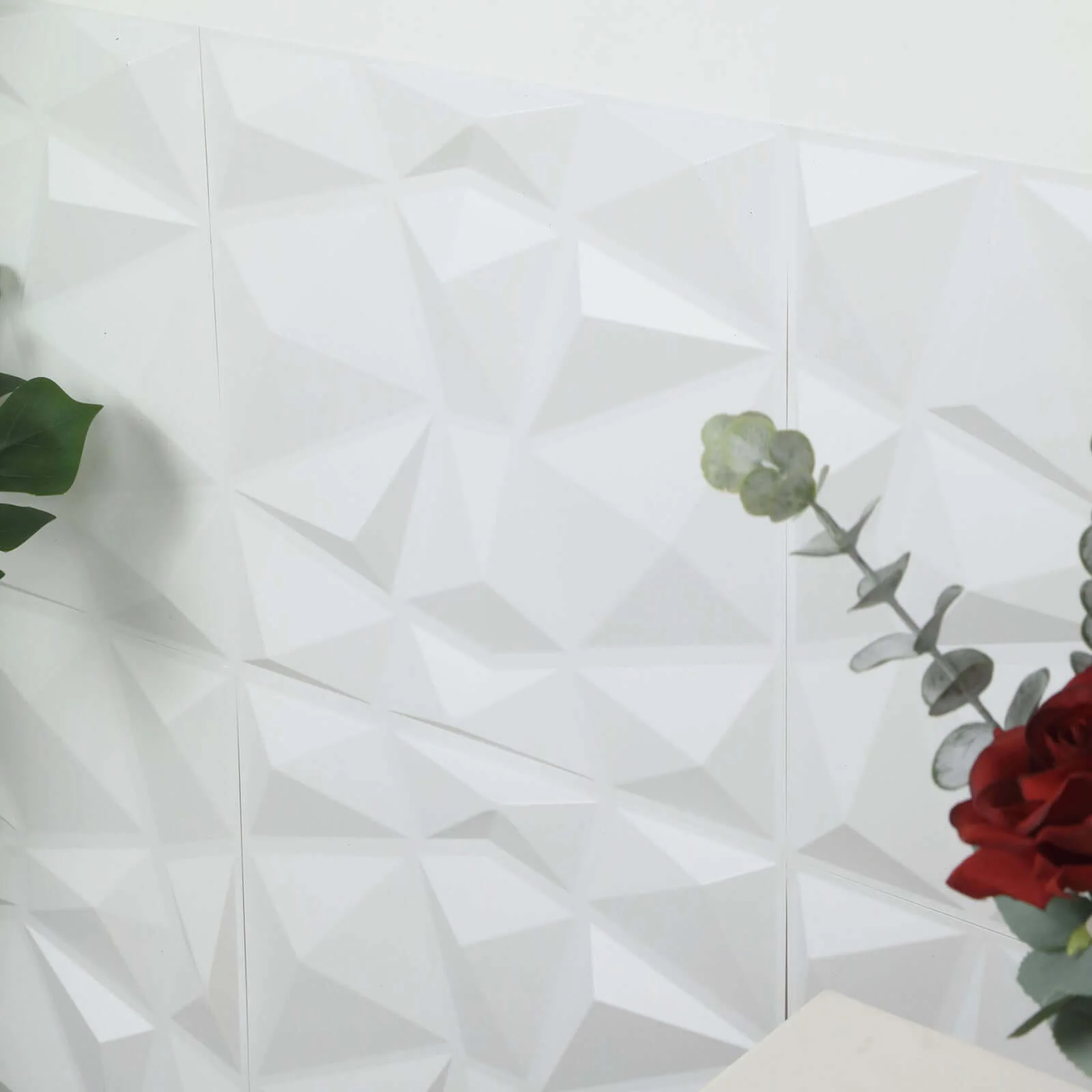 12 Pack Matte White 3D Diamond Textured Stick On Wall Panels, PVC Waterproof Wall Tiles 20"x20" - Image 8