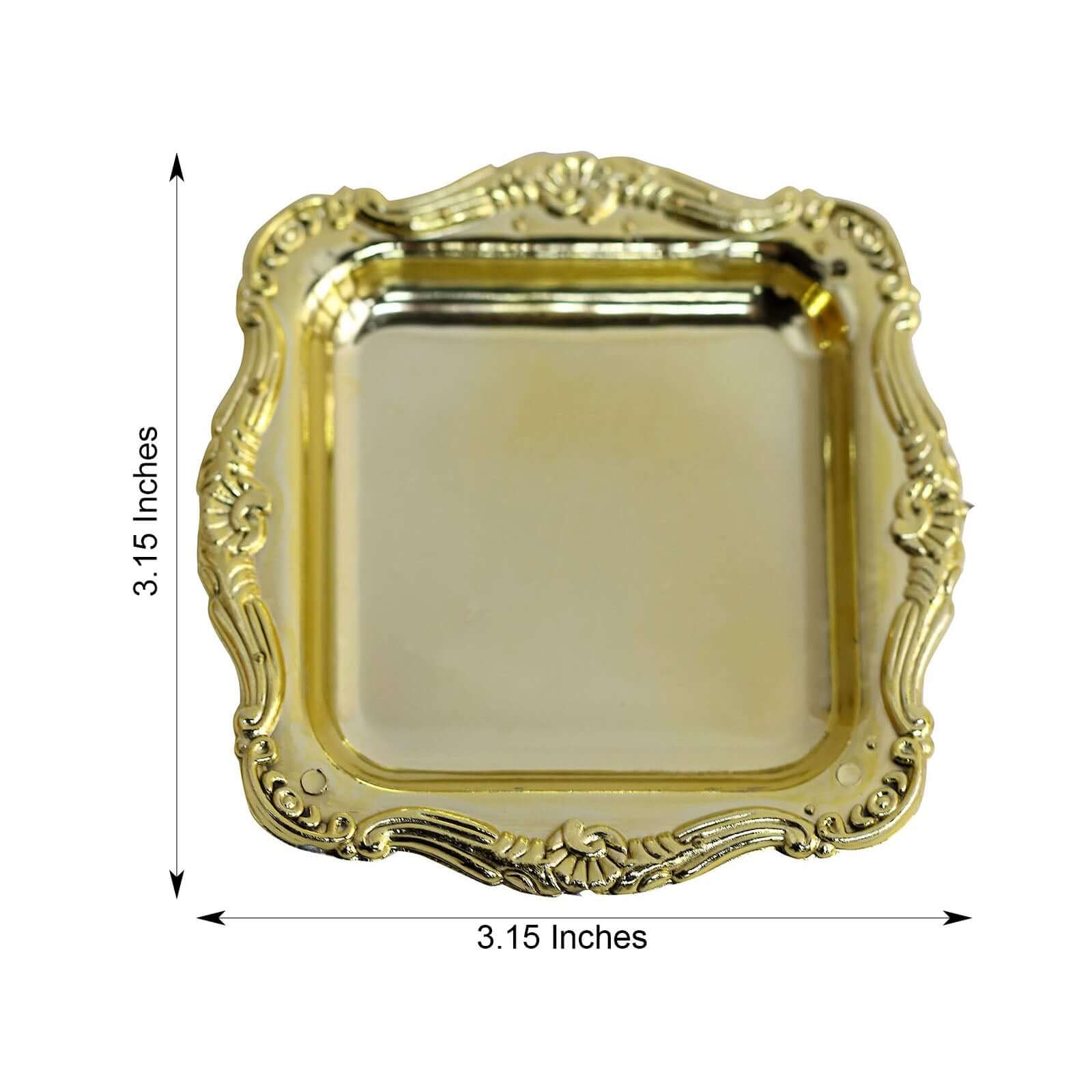 12 Pack Gold Baroque Mini Square Party Favor Candy Display Tray, Sweets and Treats Serving Platter 3" - Image 3