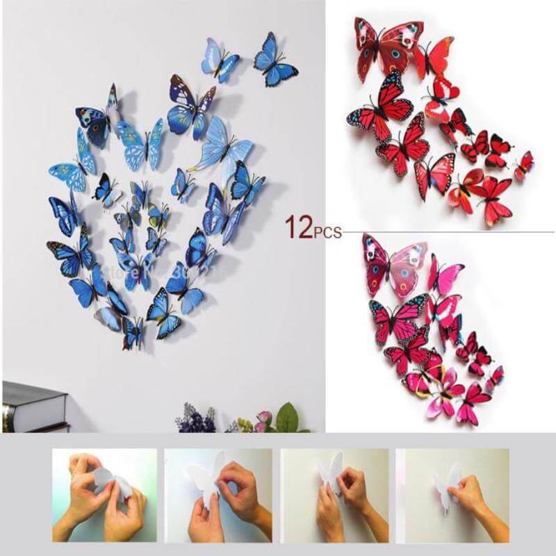 12-Pack 3D Butterfly Wall Decals, Purple Collection DIY Stickers Decor - Removable and Decorative Design - Image 3