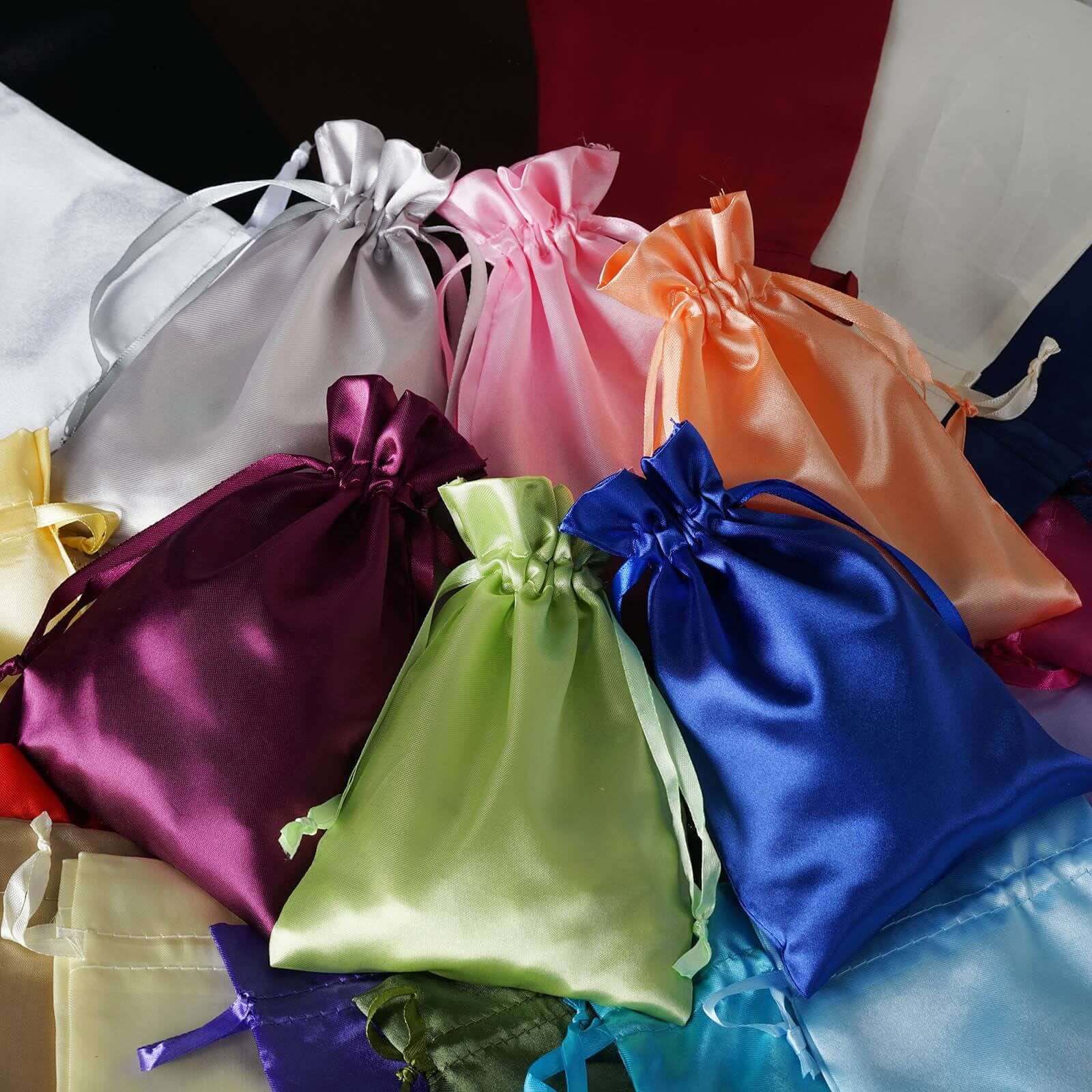 12 Pack Black Satin Drawstring Wedding Party Favor Gift Bags 5"x7" - Image 5