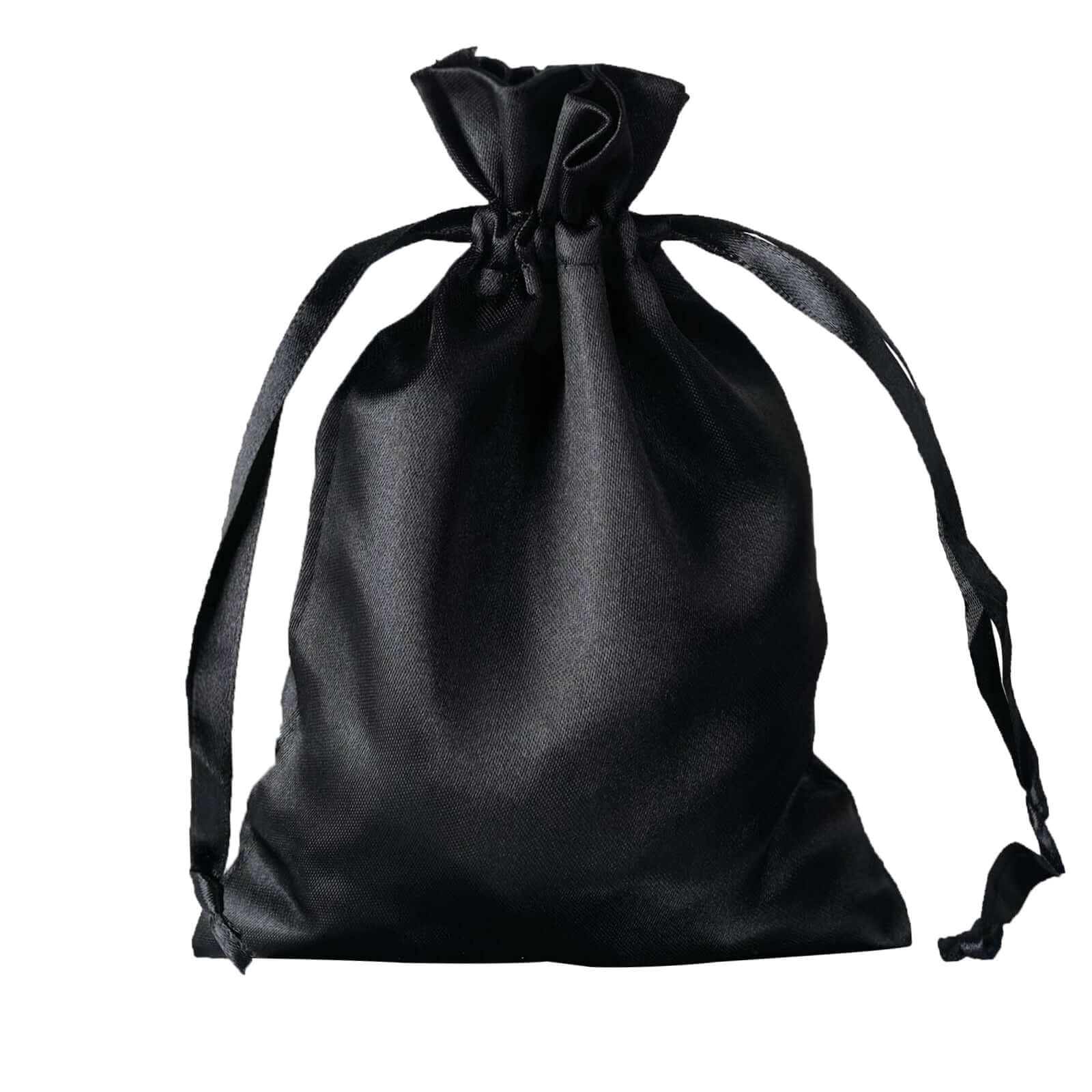 12 Pack Black Satin Drawstring Wedding Party Favor Gift Bags 5"x7" - Image 6