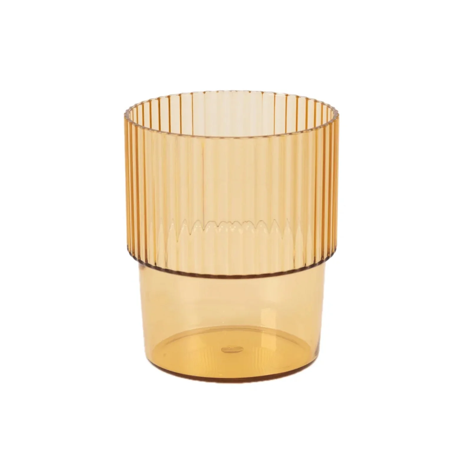 12-Pack Amber Gold Plastic Tumblers 7oz, Stackable Ribbed Pattern - Shatterproof Short Drinking Glasses - Image 8