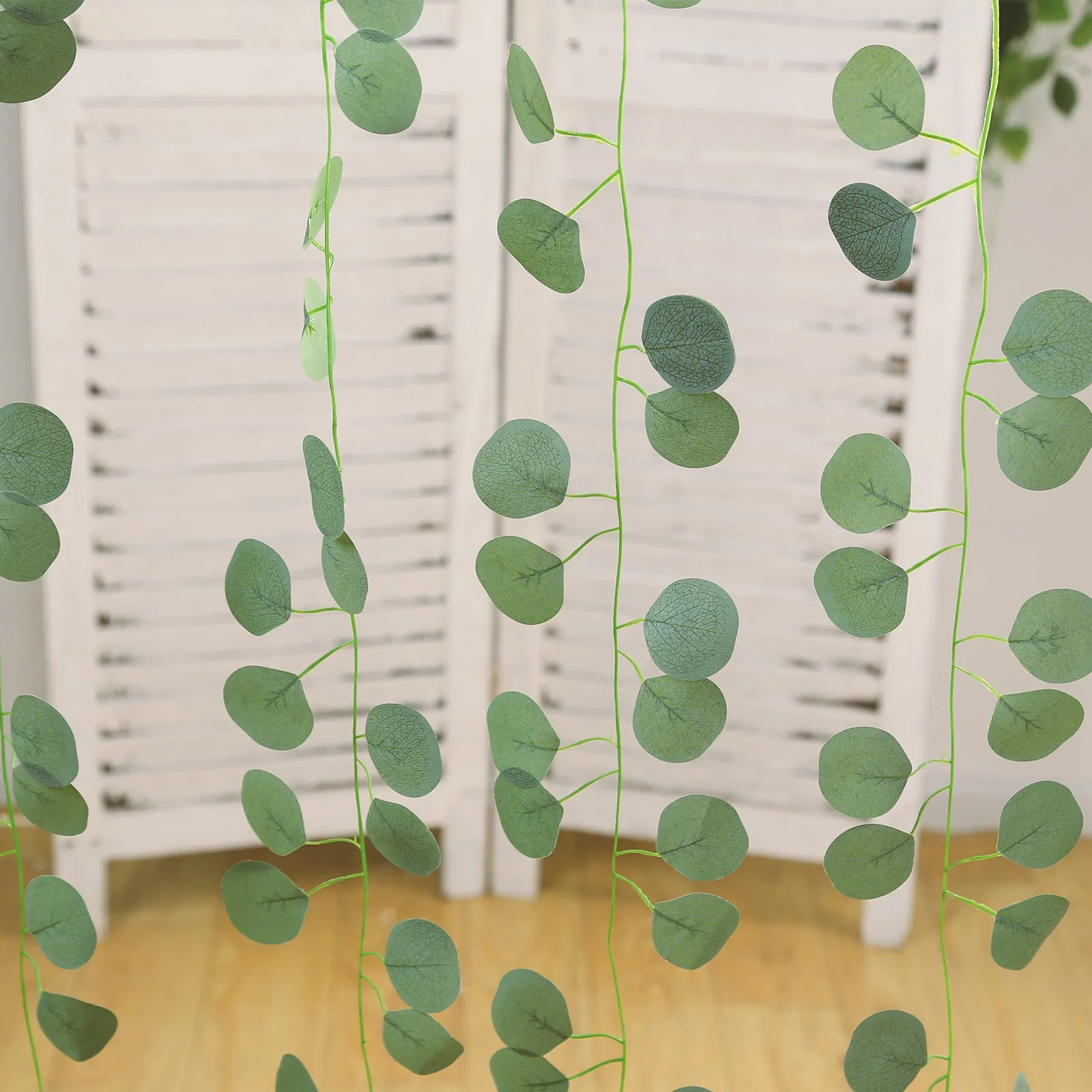 12 Pack Artificial Eucalyptus Garland Silk Leaf Vines for Wedding, Party, Table and Wall Decor - 6.5ft