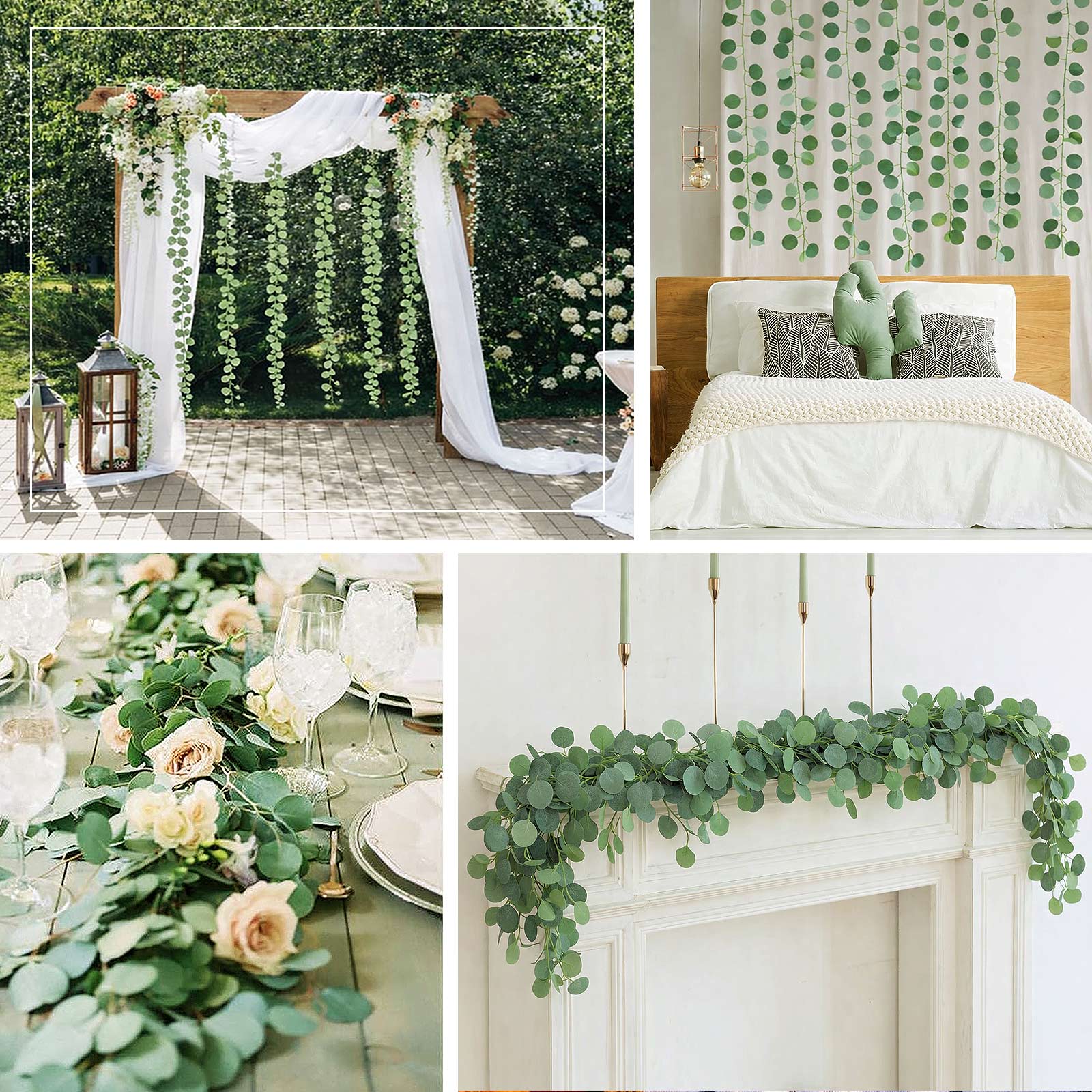 12 Pack Artificial Eucalyptus Garland Silk Leaf Vines for Wedding, Party, Table and Wall Decor - 6.5ft - Image 5