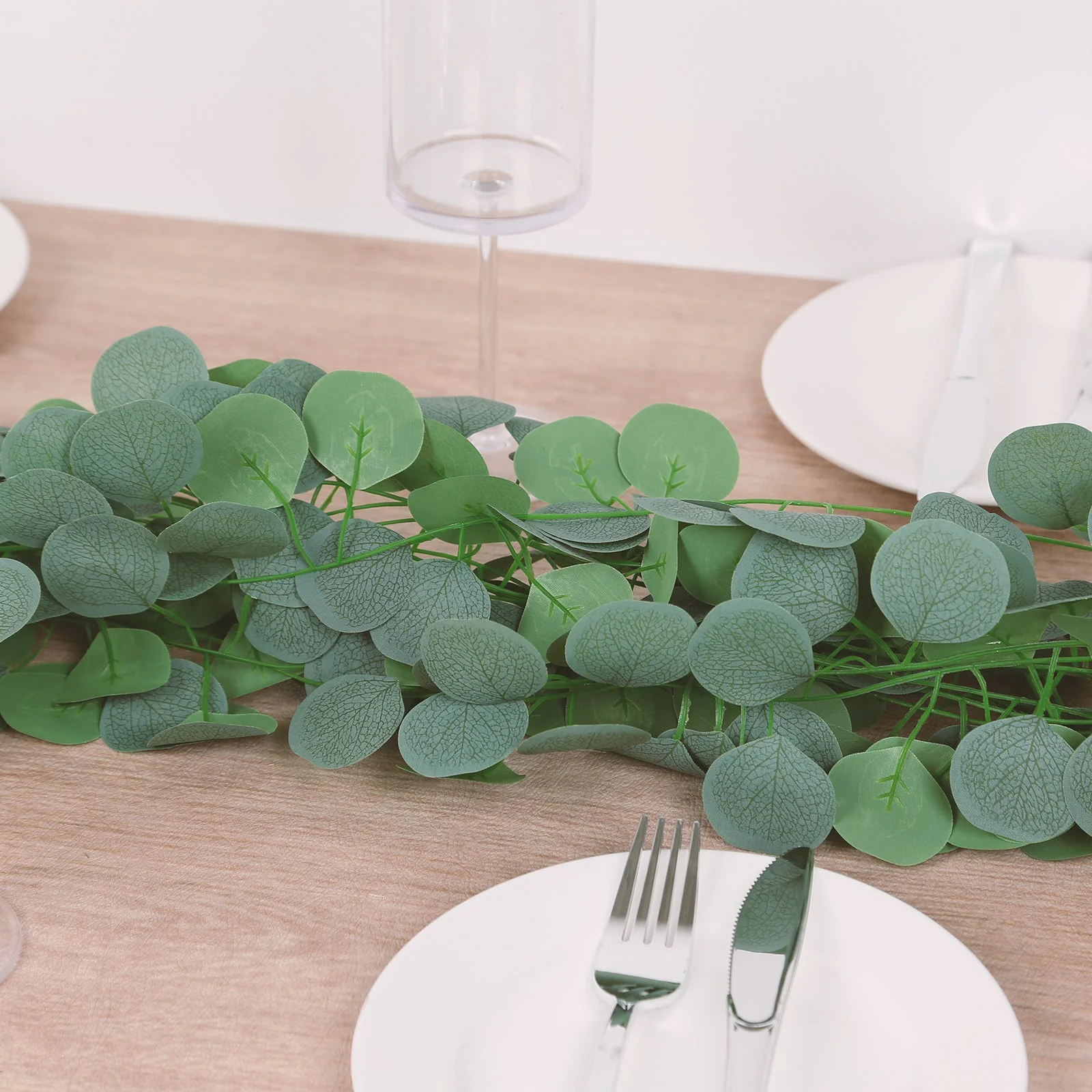 12 Pack Artificial Eucalyptus Garland Silk Leaf Vines for Wedding, Party, Table and Wall Decor - 6.5ft - Image 7