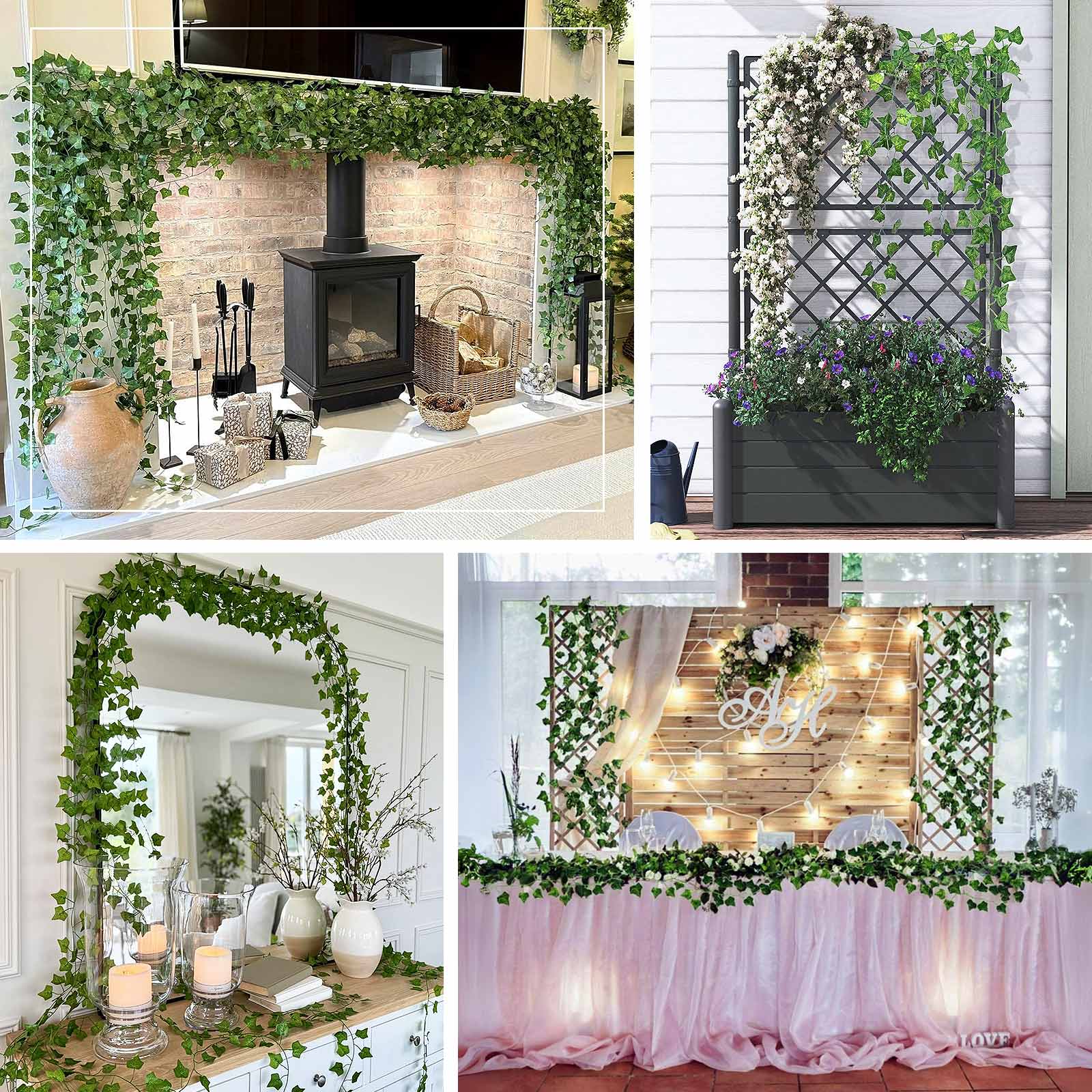 12 Pack Artificial Ivy Leaf Garland Silk Hanging Vines for Wedding, Party, Wall and Table Decor - 6.5ft - Image 5
