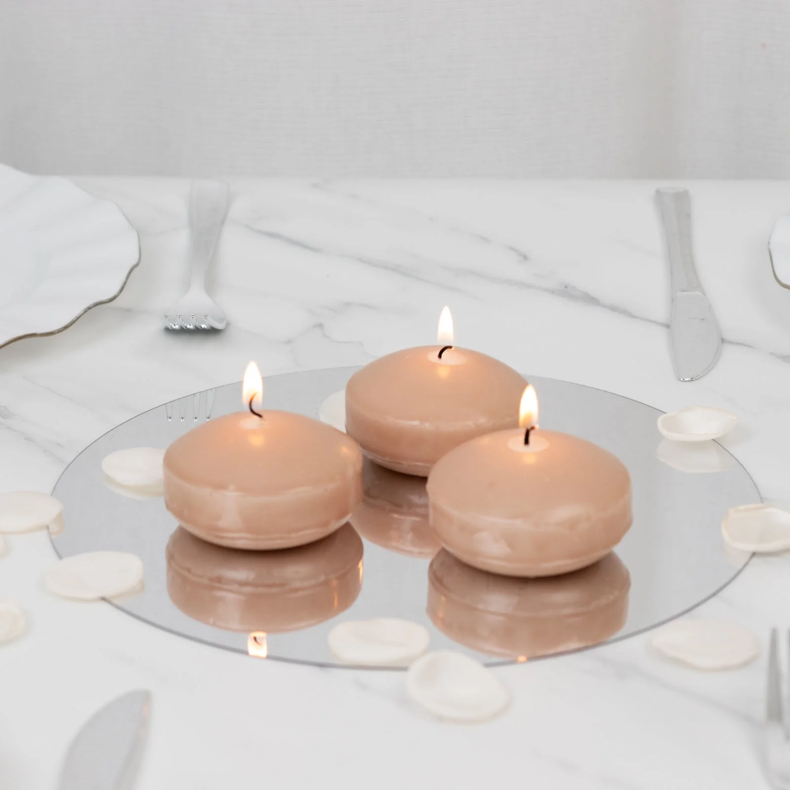 12 Pack Beige Floating Candles, 3" Unscented Dripless Wax Discs for Centerpieces - Image 9