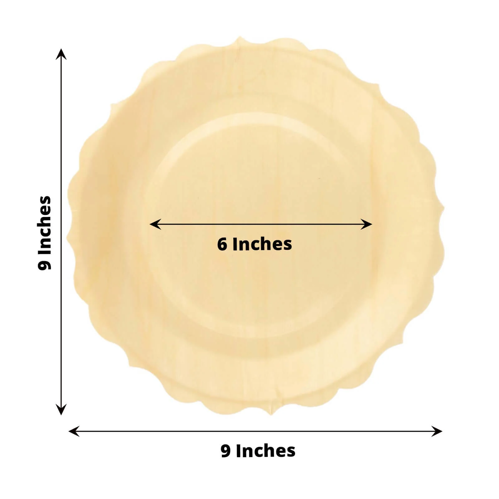 12-Pack Birchwood Round Dinner Plates 9" Natural with Scalloped Rim - Eco Friendly Wooden Disposable Plates for Rustic Themes & Outdoor Dining - Image 3