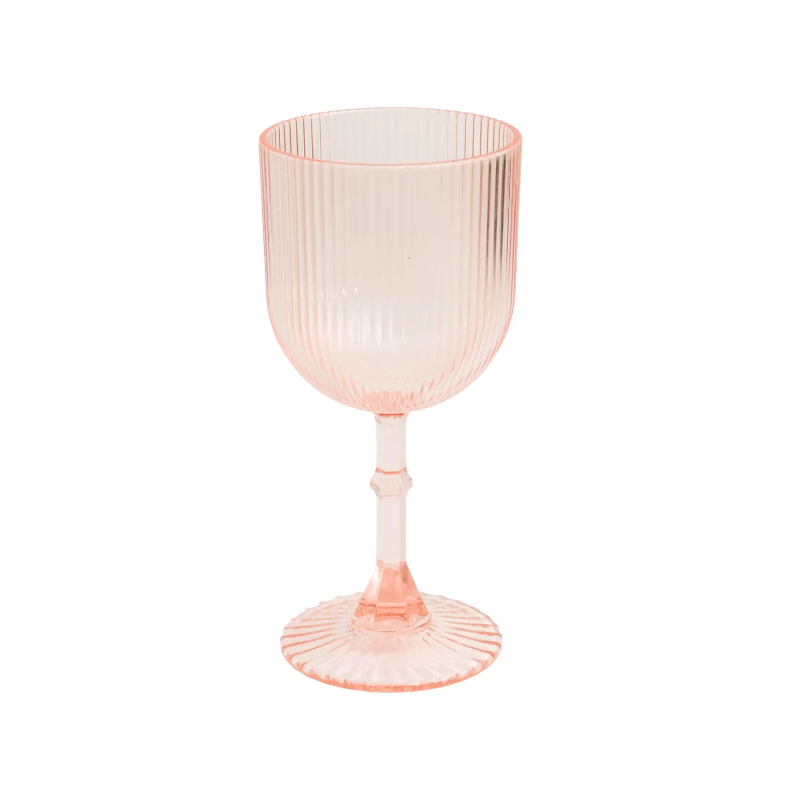 12-Pack Transparent Blush Plastic Wine Glasses 9oz, Vintage Ribbed Pattern - Reusable Shatterproof Goblets - Image 6