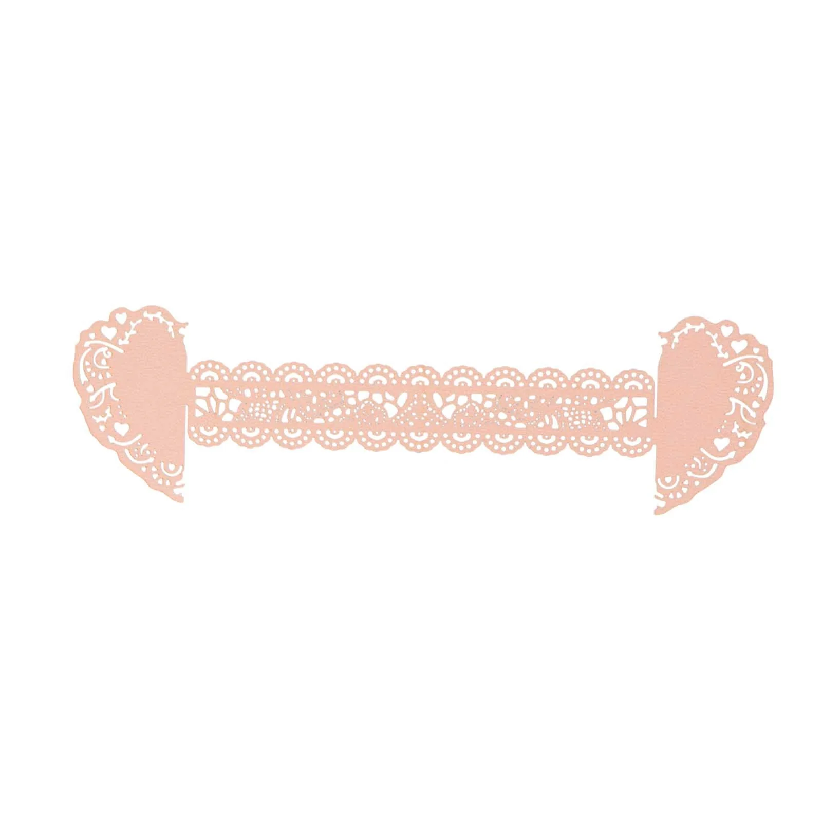 12 Pack Blush Shimmery Laser Cut Heart Paper Napkin Rings with Lace Pattern, Disposable Napkin Holders Bands - Image 12