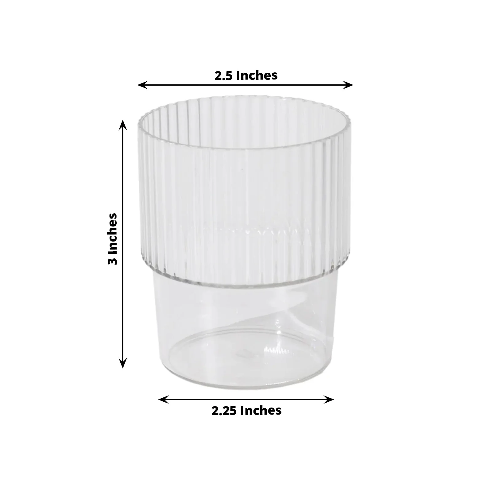 12-Pack Clear Plastic Tumblers 7oz, Stackable Ribbed Pattern - Shatterproof Short Drinking Glasses - Image 3
