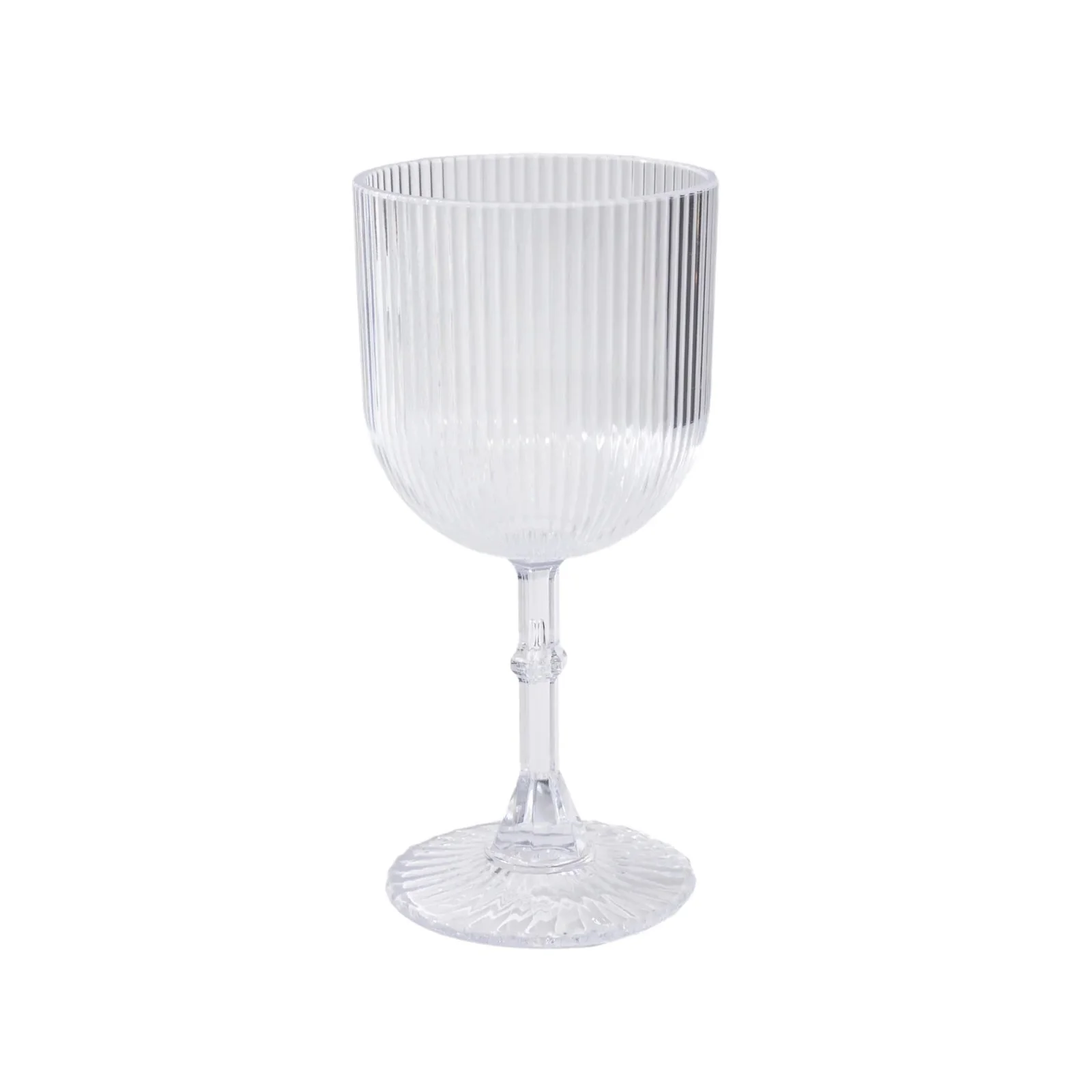 12-Pack Clear Plastic Wine Glasses 9oz, Vintage Ribbed Pattern - Reusable Shatterproof Goblets - Image 5