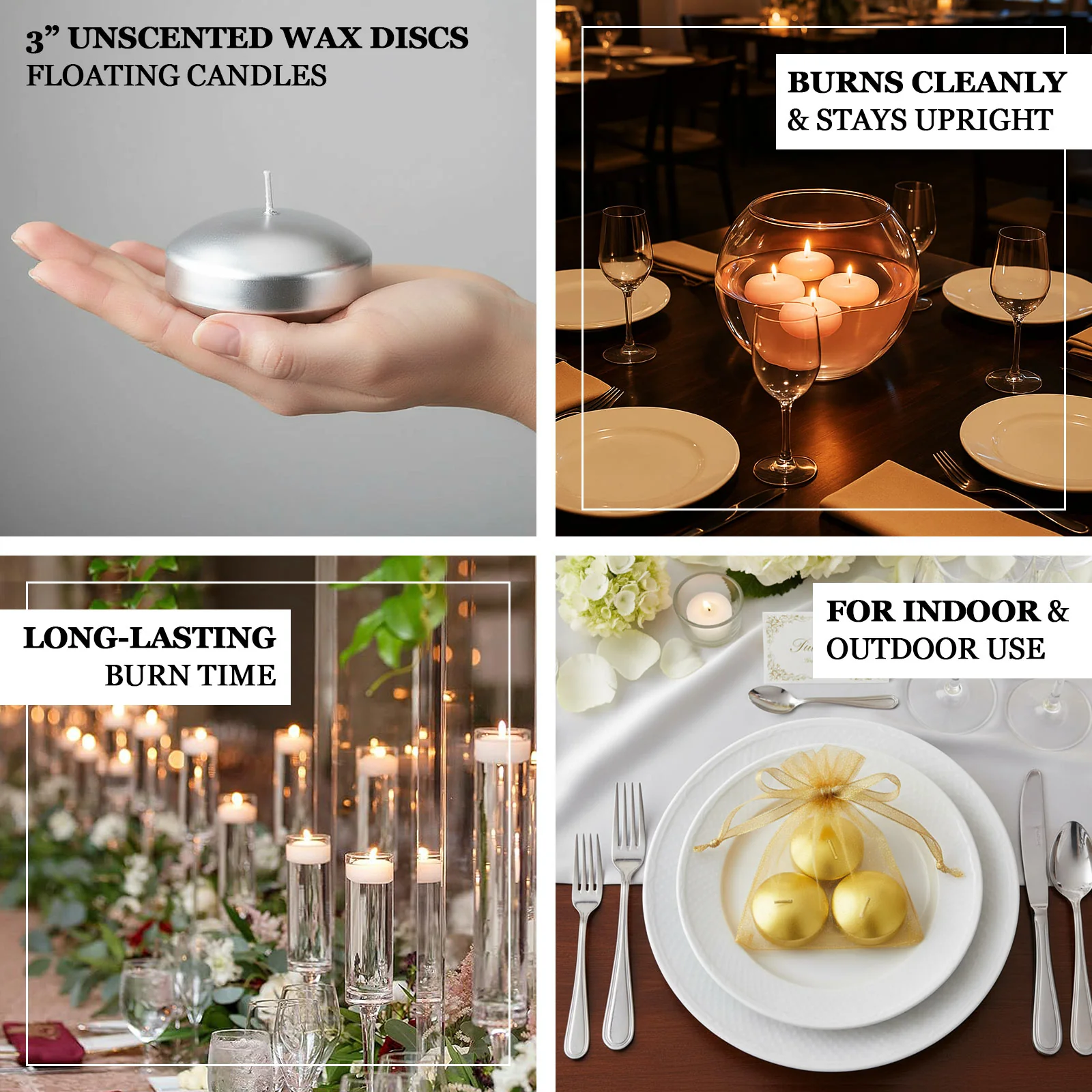 12 Pack Dusty Blue Floating Candles, 3" Unscented Dripless Wax Discs for Centerpieces - Image 4