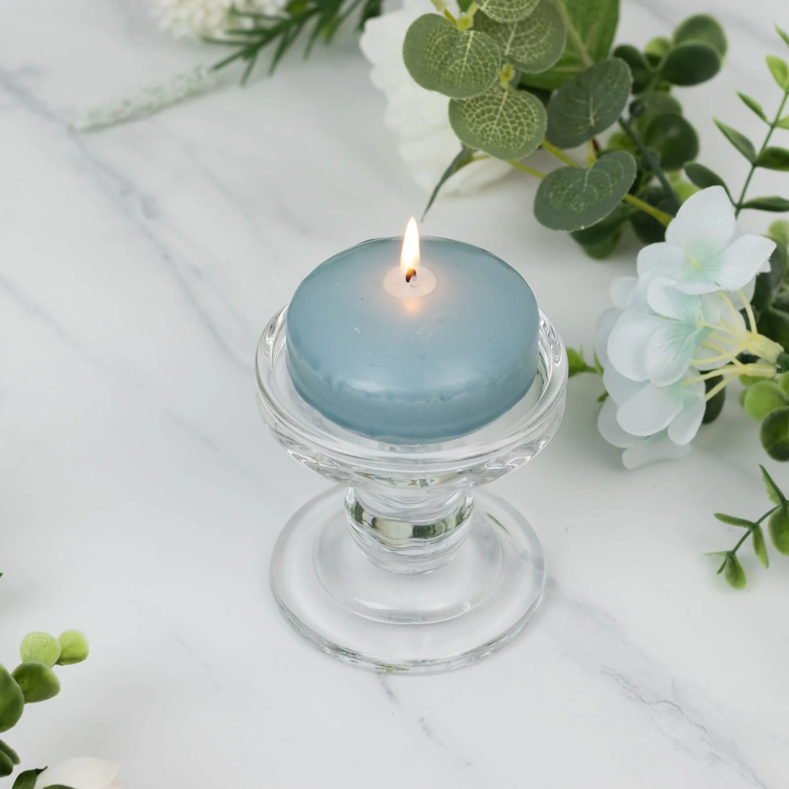12 Pack Dusty Blue Floating Candles, 3" Unscented Dripless Wax Discs for Centerpieces - Image 7
