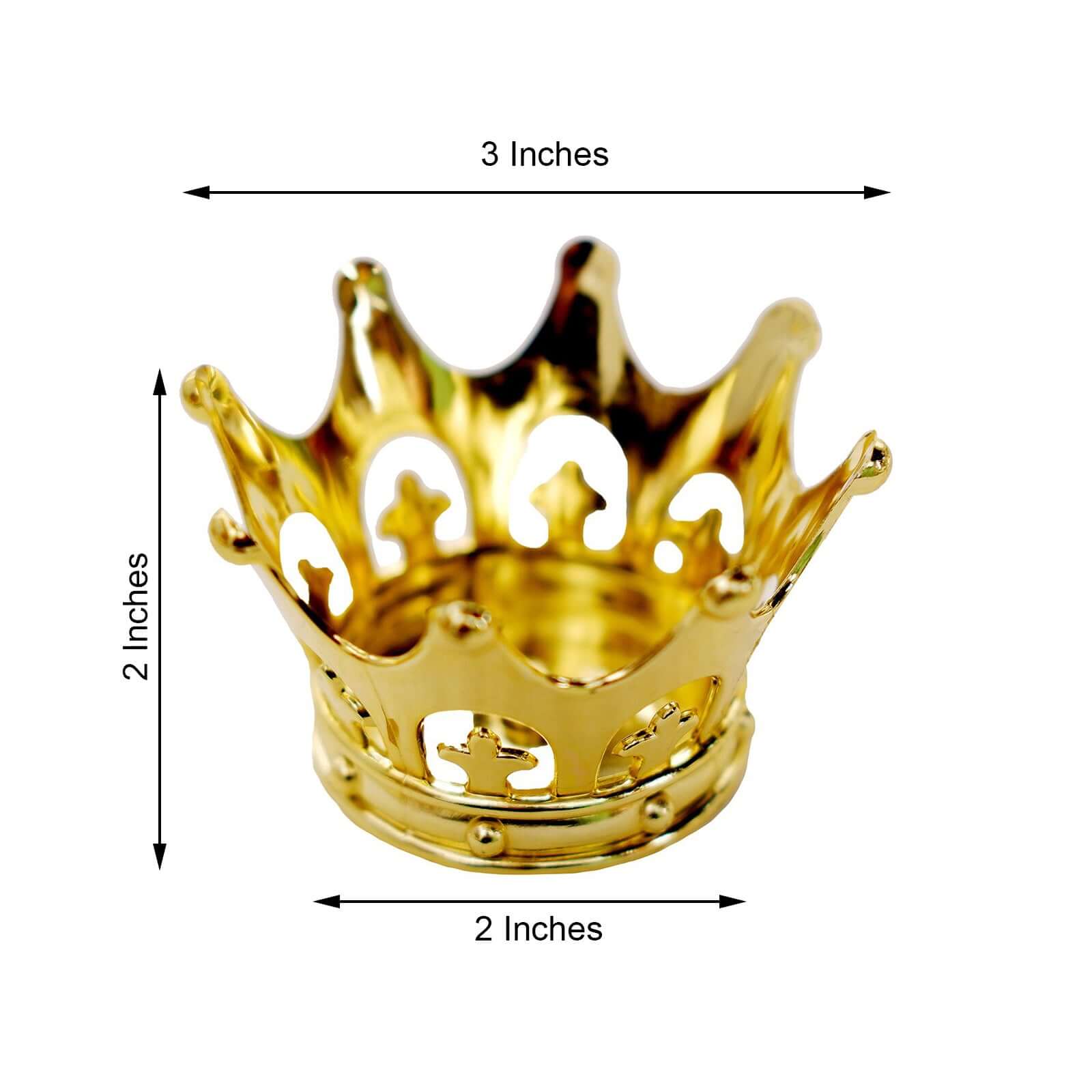 12-Pack Fillable Mini Crown Candy Container 3" Gold - Princess Crown Baby Shower Candy Treat Favor Containers - Image 3