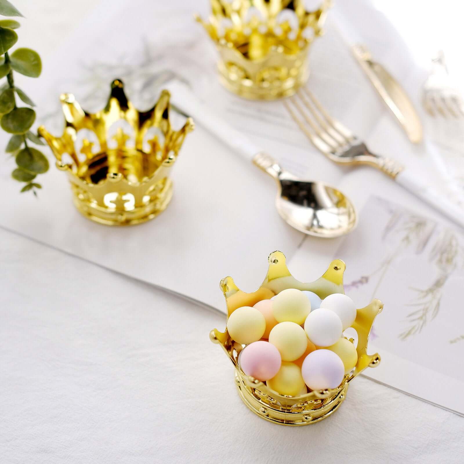 12-Pack Fillable Mini Crown Candy Container 3" Gold - Princess Crown Baby Shower Candy Treat Favor Containers - Image 8