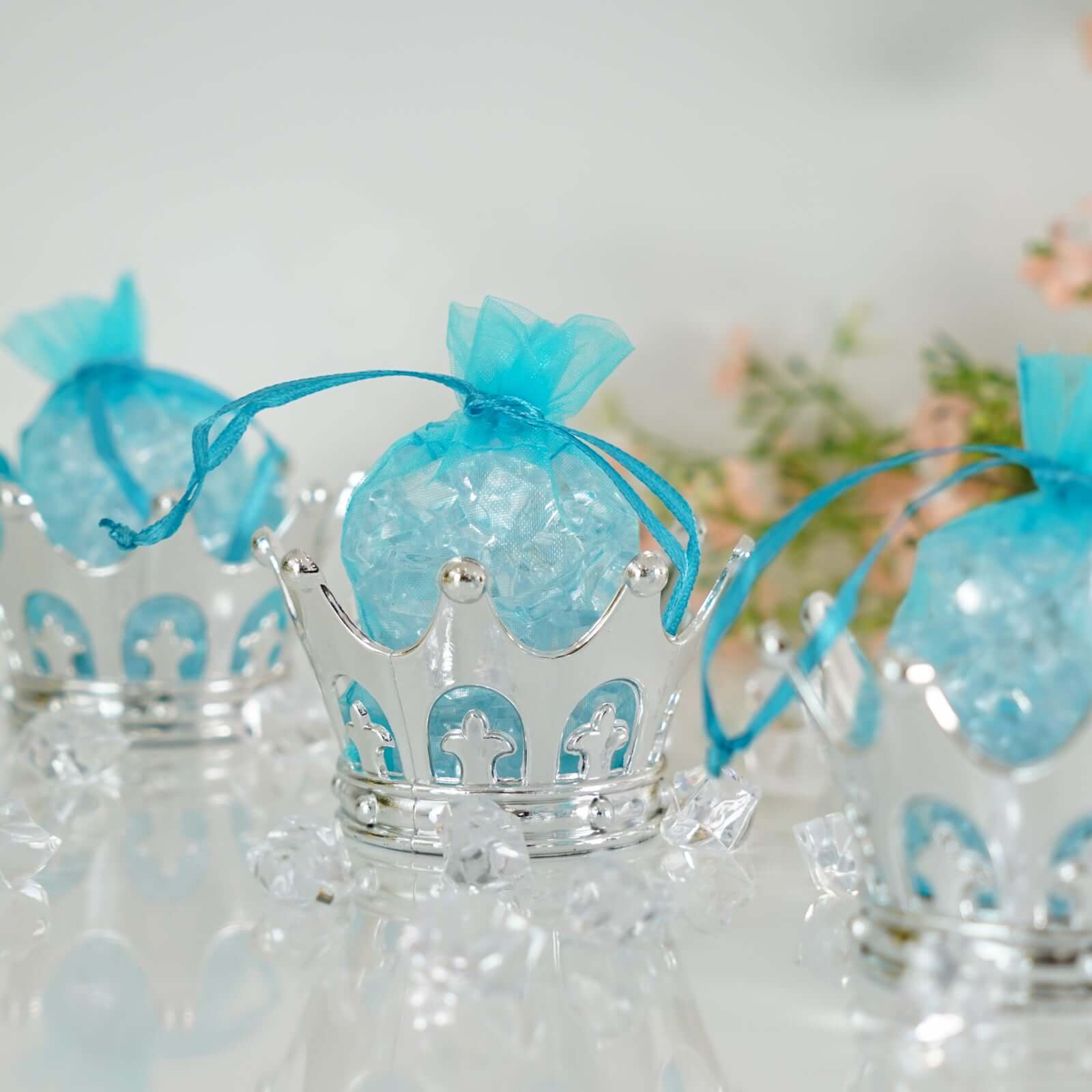 12-Pack Fillable Mini Crown Candy Container 3" Silver - Princess Crown Baby Shower Candy Treat Favor Containers - Image 8
