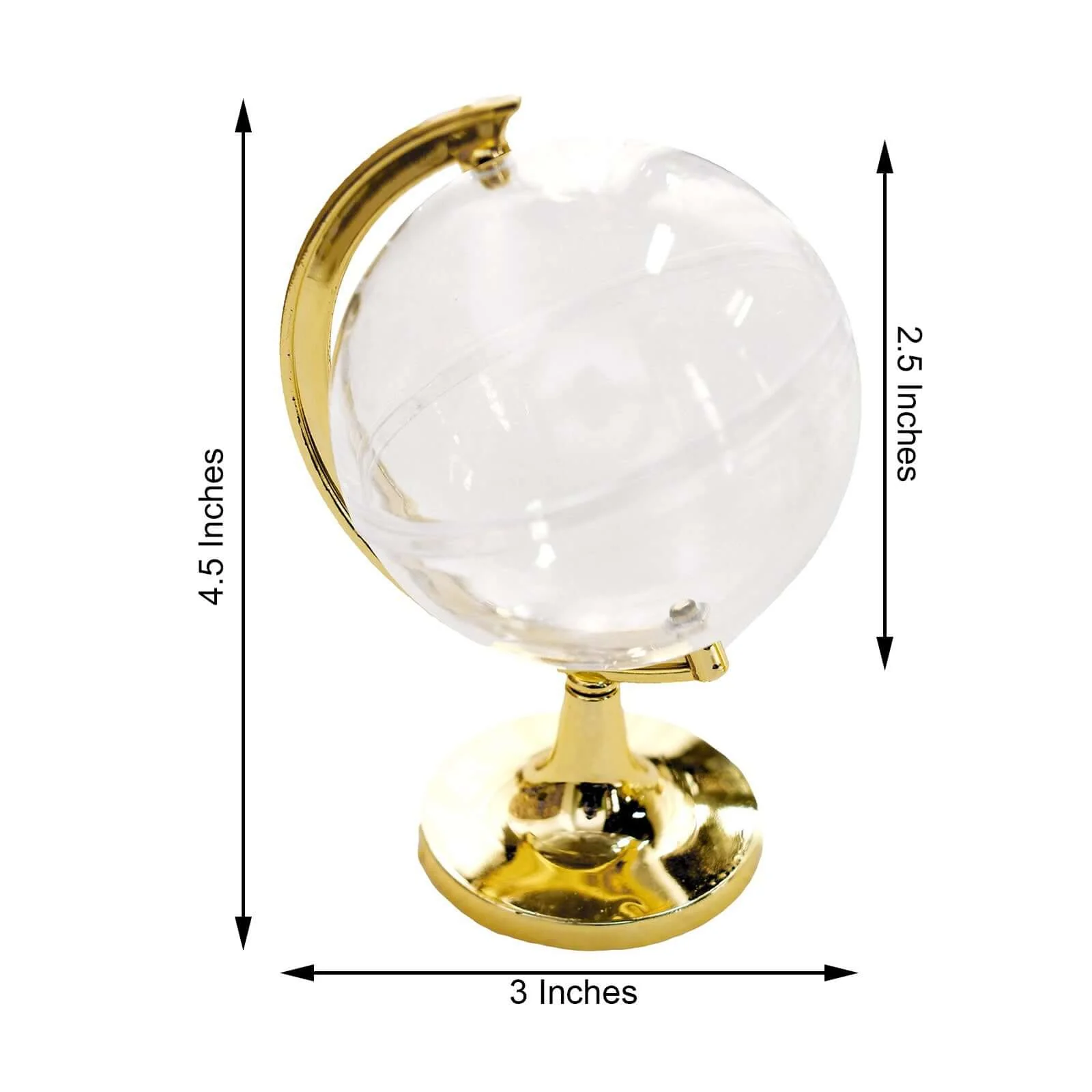 12-Pack Fillable Mini Globe Candy Container 4.5" Clear Gold - Candy Treat Favor Containers - Image 3