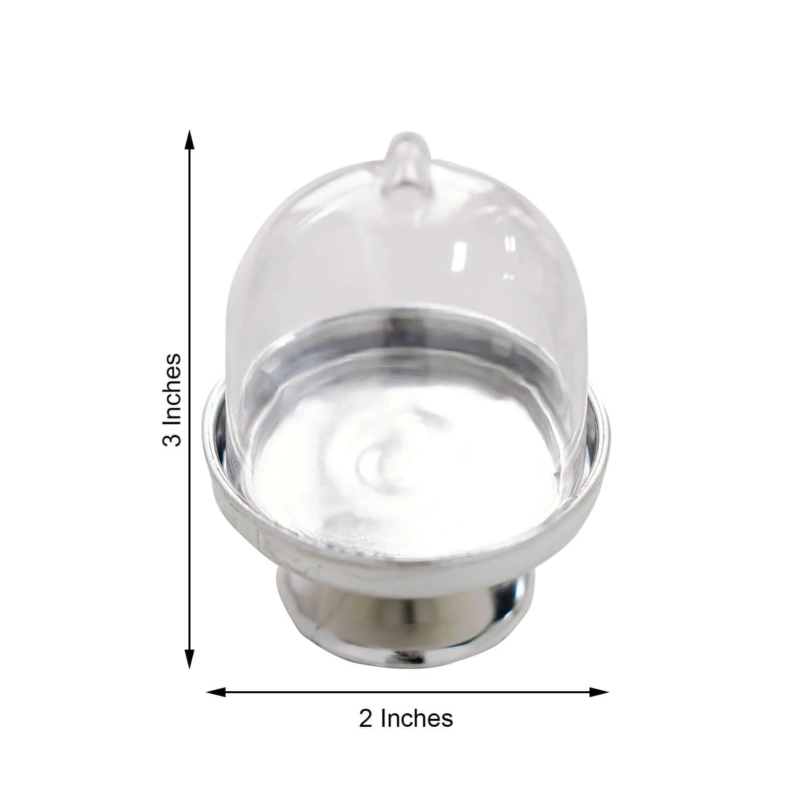 12-Pack Fillable Mini Pedestal Candy Container 3" Clear Silver - Candy Treat Favor Containers with Dome Lid - Image 3