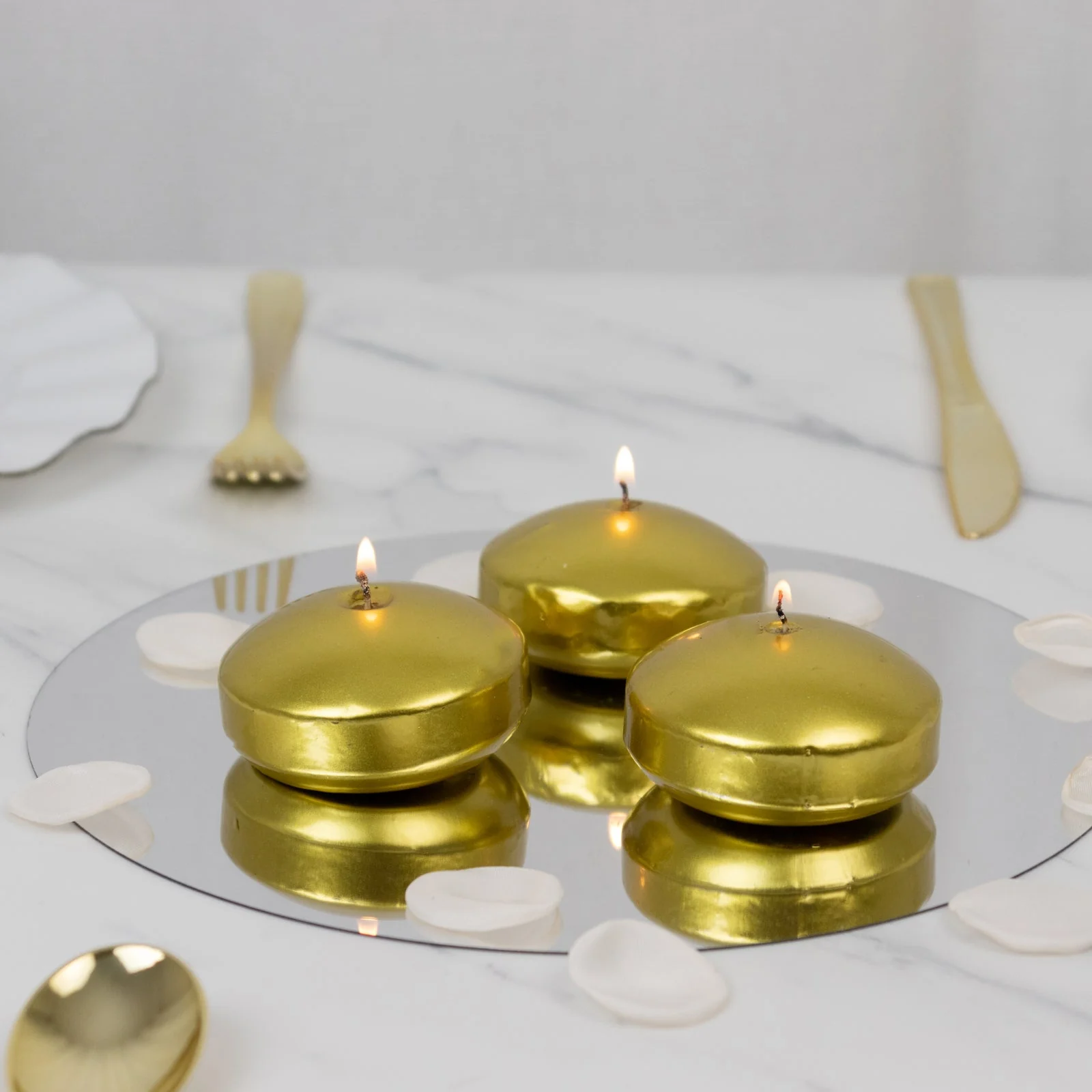12 Pack Gold Floating Candles, 3" Unscented Dripless Wax Discs for Centerpieces - Image 8