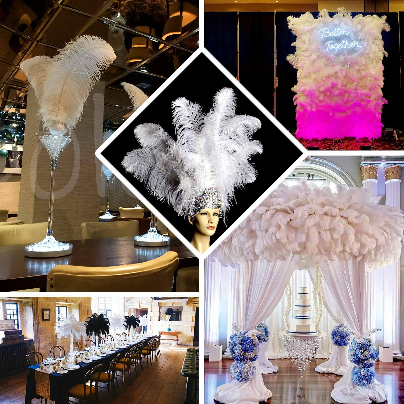 12 Pack Gold Natural Plume Ostrich Feathers Centerpiece Filler 24"-26" - Image 5