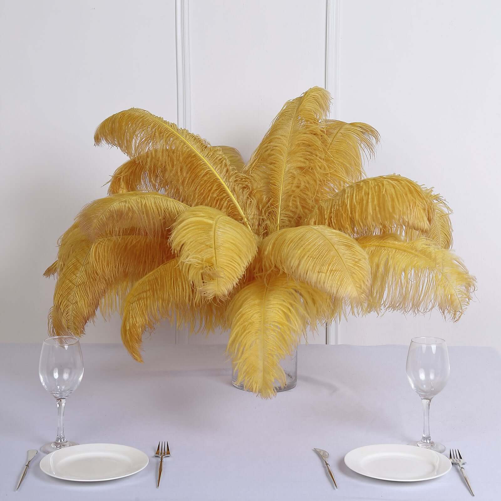 12 Pack Gold Natural Plume Ostrich Feathers Centerpiece Filler 24"-26" - Image 7