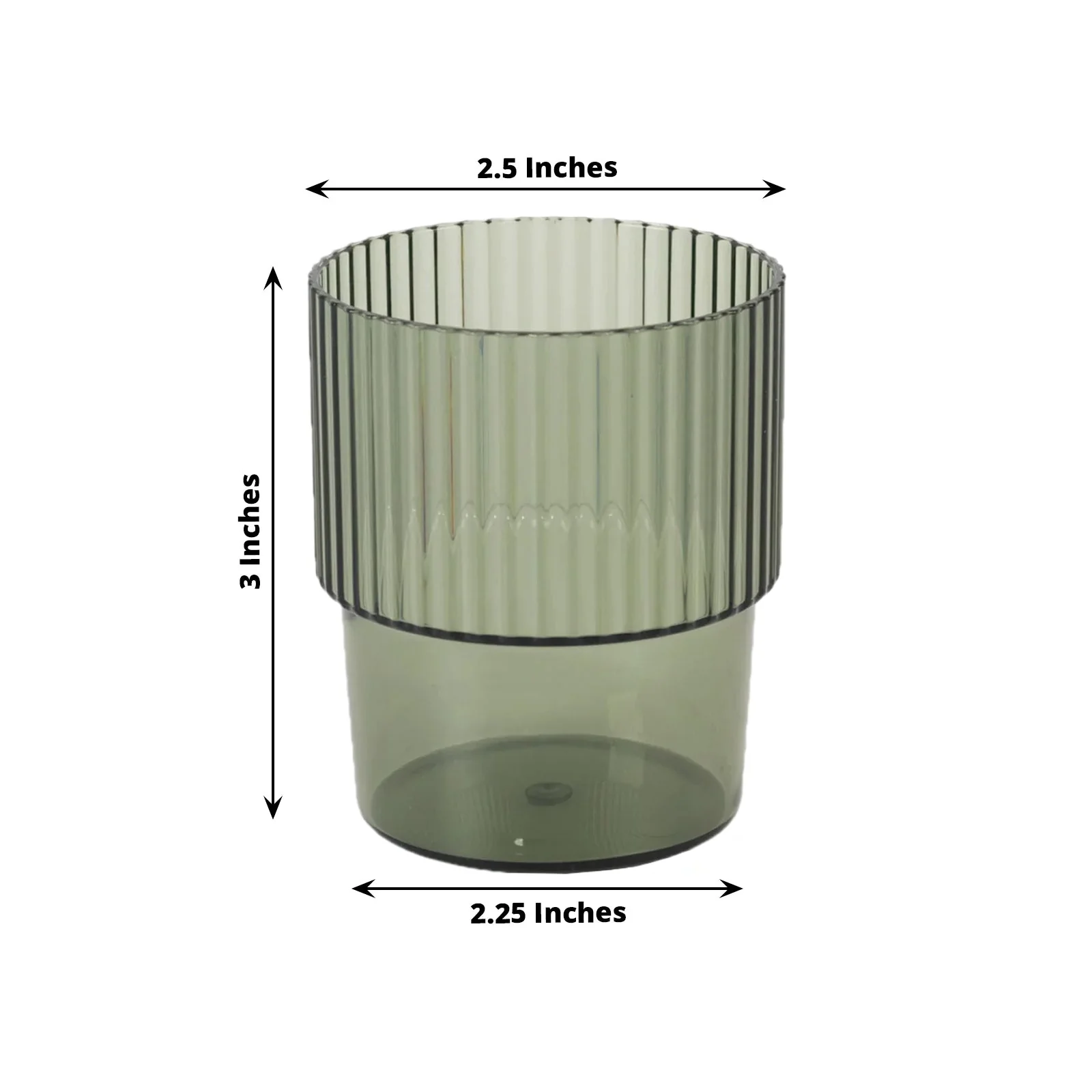 12-Pack Hunter Emerald Green Plastic Tumblers 7oz, Stackable Ribbed Pattern - Shatterproof Short Drinking Glasses - Image 3