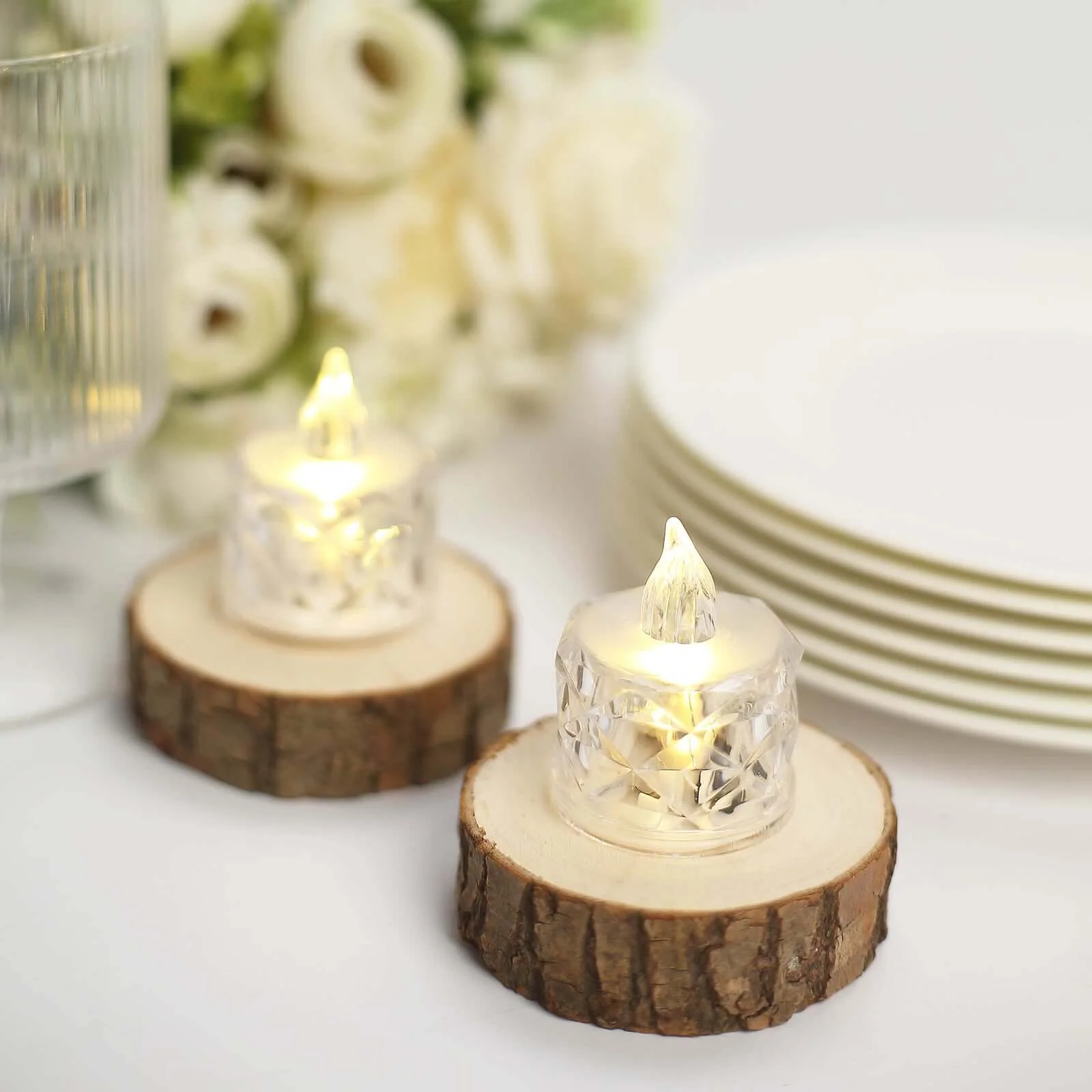 12-Pack LED Tealight Candles Warm White 2" Diamond Style - Flameless Battery-Operated Lighting - Image 8