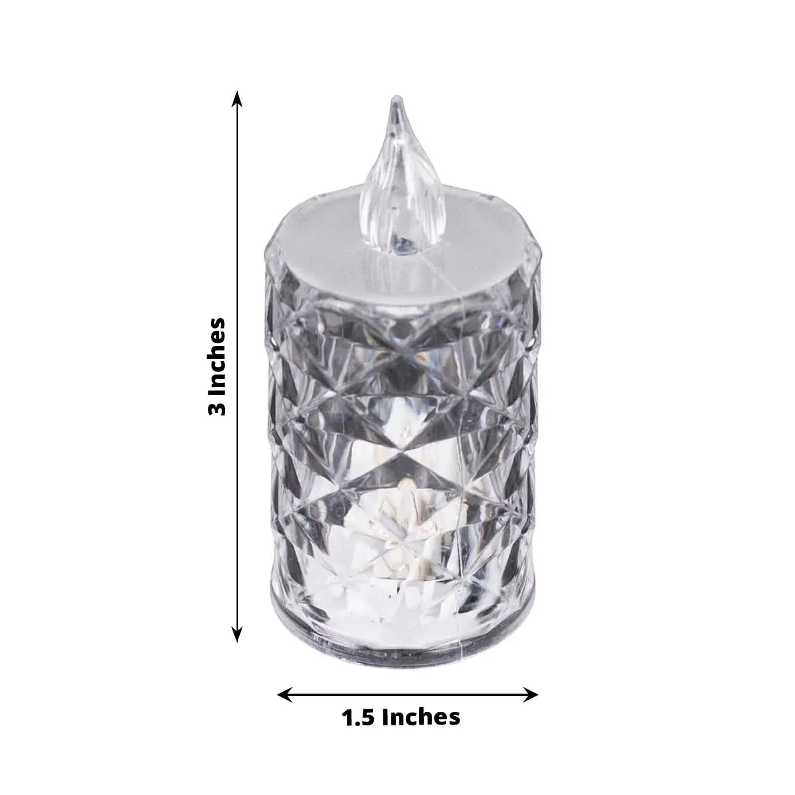 12 Pack LED Flameless Votive Candles Warm White 3" Diamond Cut – Battery Operated Decorative Candles - Image 3