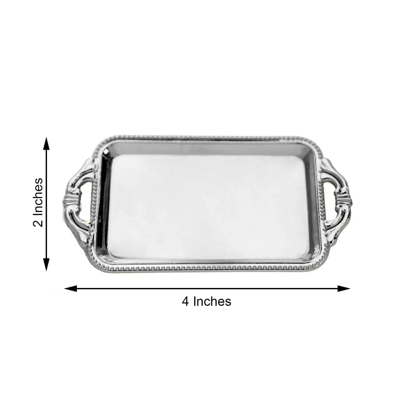 12-Pack Mini Party Favor Display Trays 4" Rectangular Design Silver - Small Serving Platters - Image 3