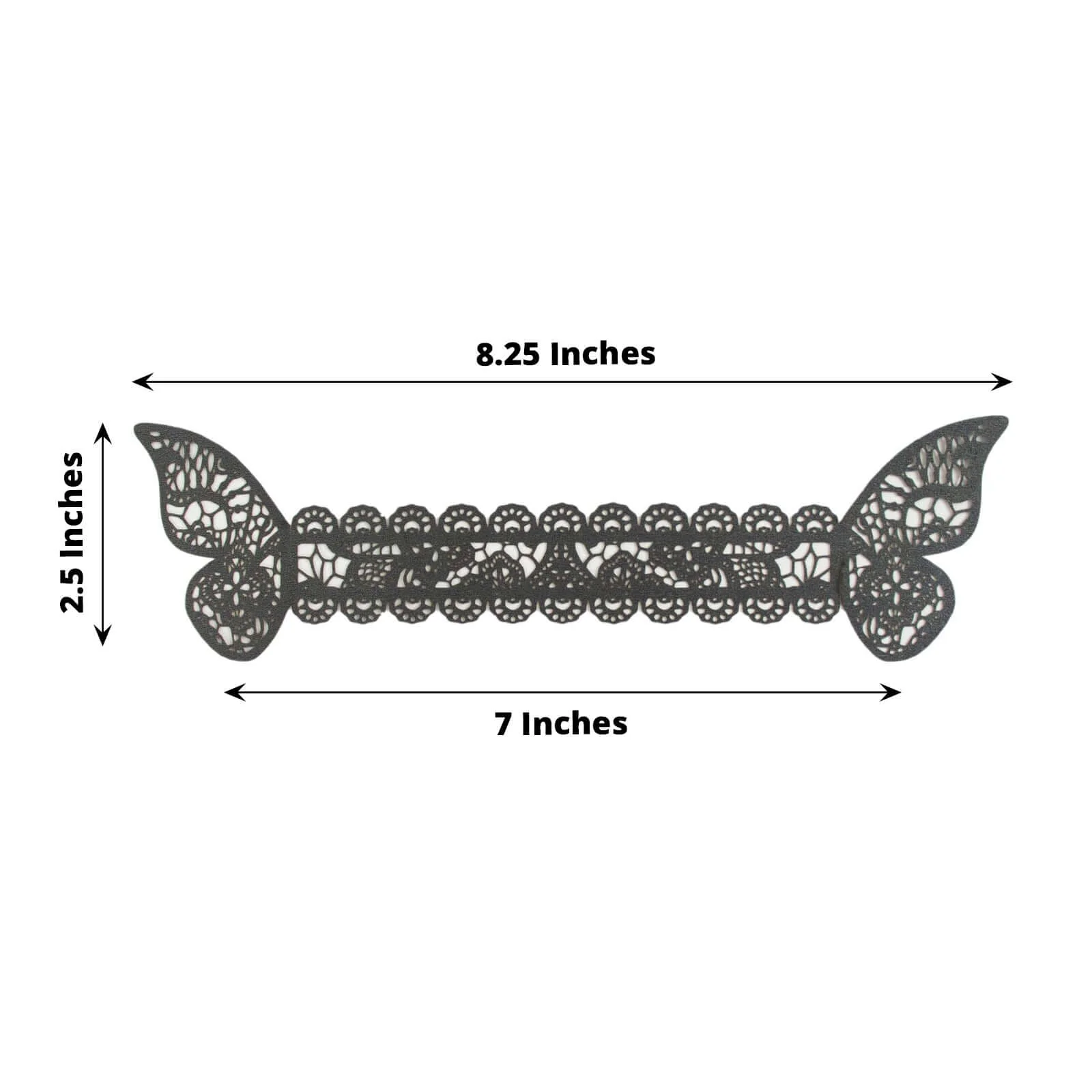 12-Pack Paper Napkin Rings Black Shimmery Butterfly Laser Cut - Serviette Holders and Chair Sash Bows - Image 3