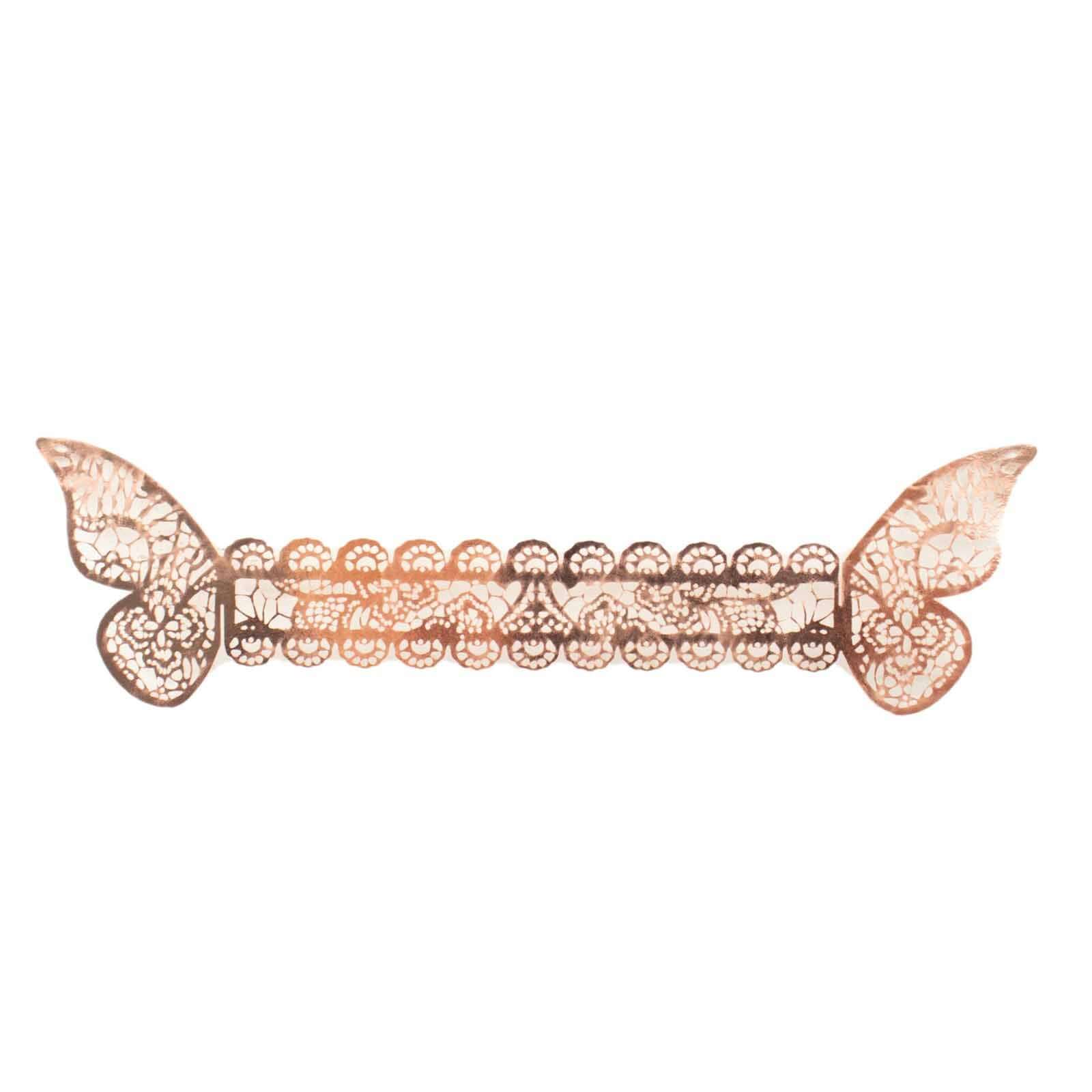 12-Pack Paper Napkin Rings Metallic Rose Gold Shimmery Butterfly Laser Cut - Serviette Holders and Chair Sash Bows - Image 7