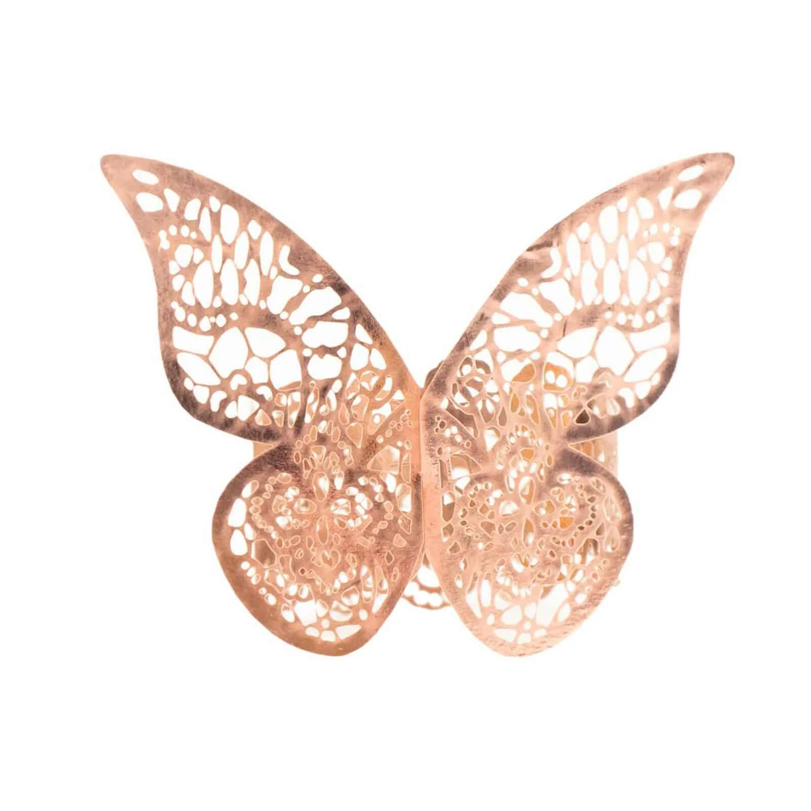 12-Pack Paper Napkin Rings Metallic Rose Gold Shimmery Butterfly Laser Cut - Serviette Holders and Chair Sash Bows - Image 8