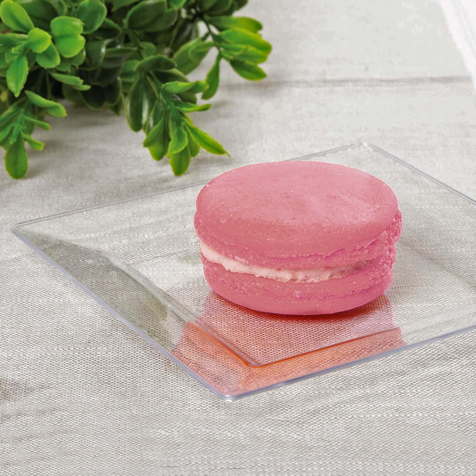 12-Pack Plastic Appetizer Plates 4" Mini Square Design Clear - Disposable Dessert Plates for Events - Image 2