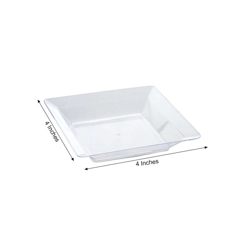 12-Pack Plastic Appetizer Plates 4" Mini Square Design Clear - Disposable Dessert Plates for Events - Image 3