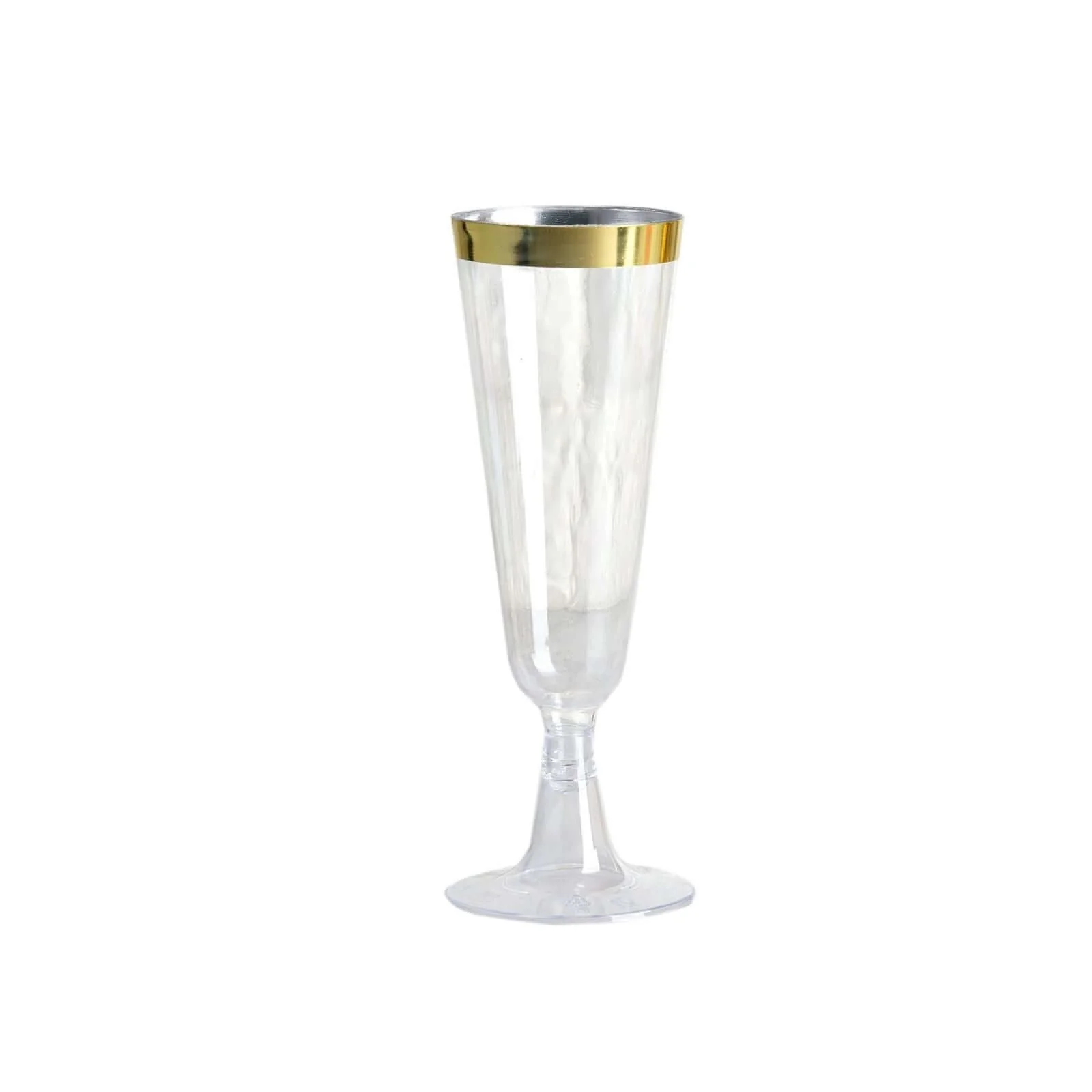 12-Pack Plastic Champagne Flutes 5oz Clear with Gold Rim - Disposable Toasting Glasses with Detachable Base 6" - Image 7